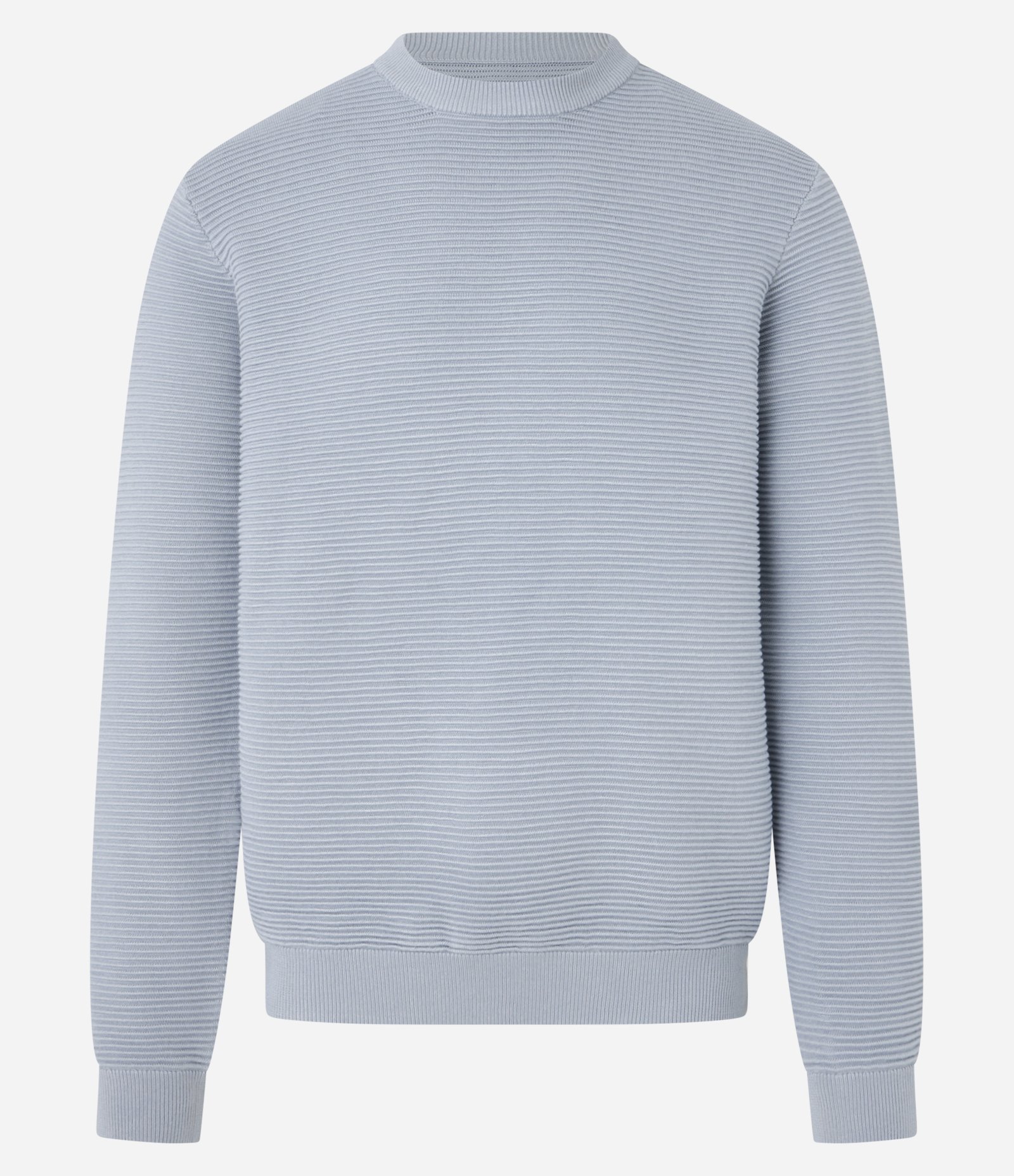 Suéter em Tricô Leve com Texturas Horizontais Azul 1