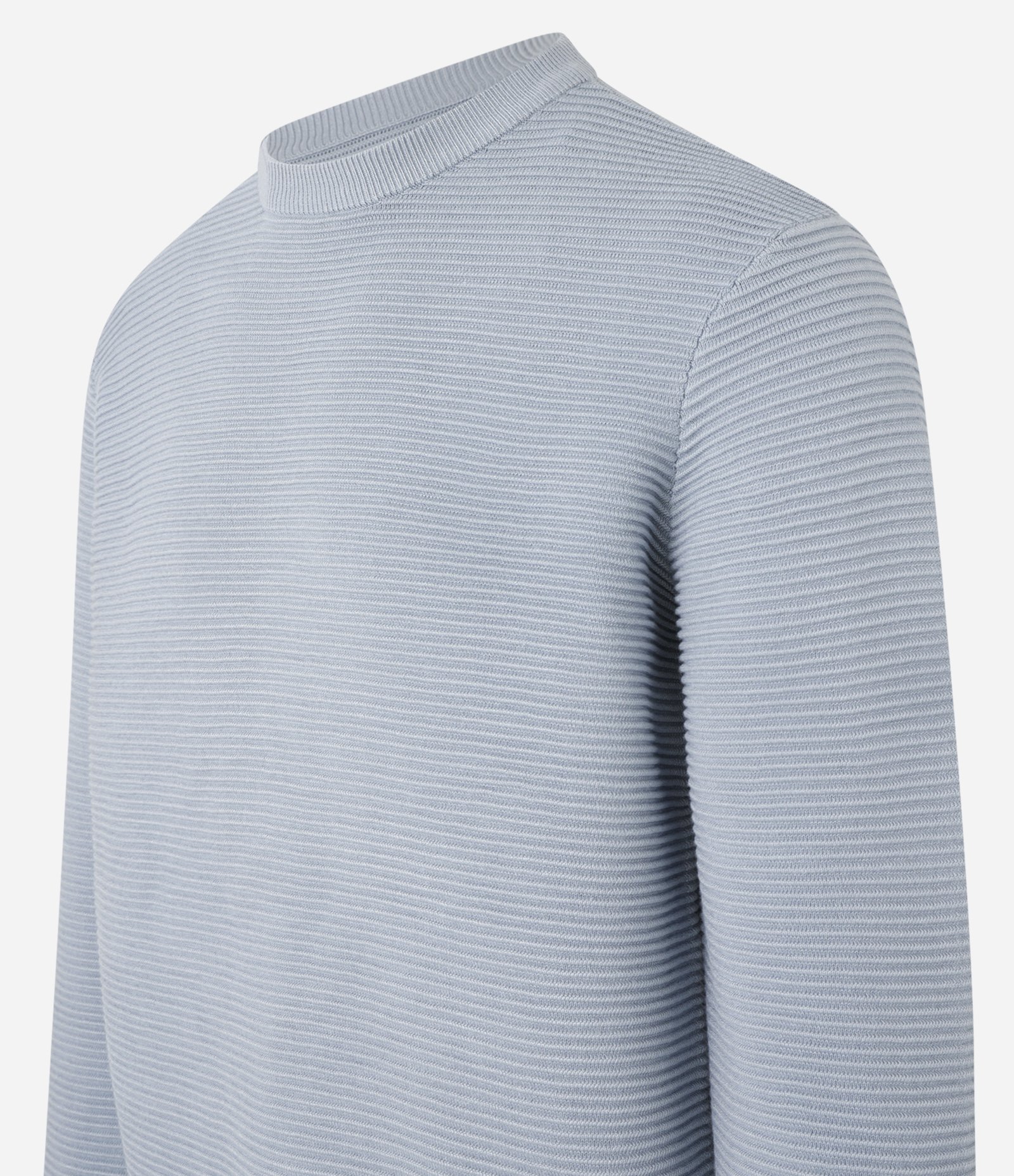 Suéter em Tricô Leve com Texturas Horizontais Azul 2