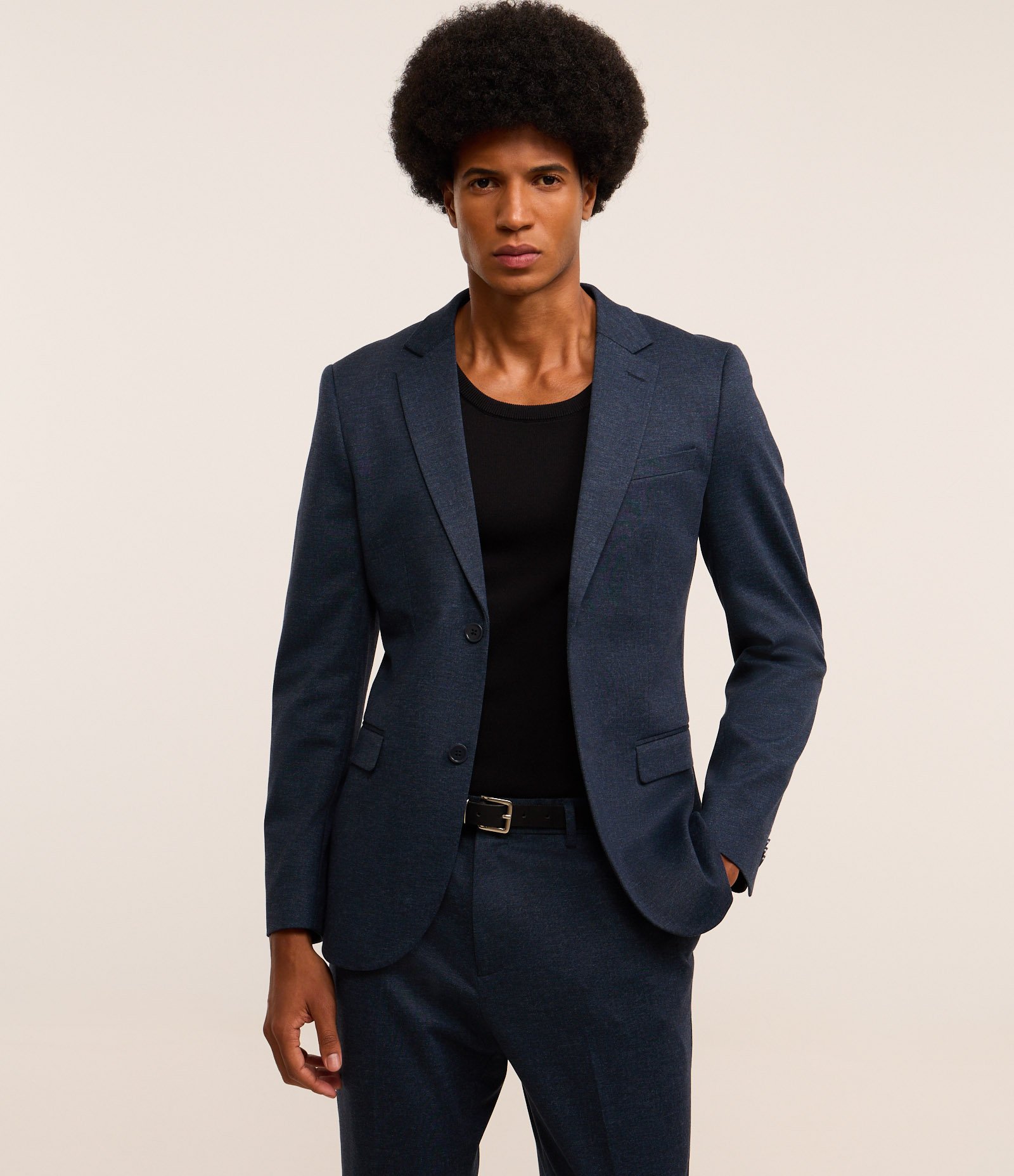 Paletó Alfaiatado em Viscose com Elastano Azul Marinho 1