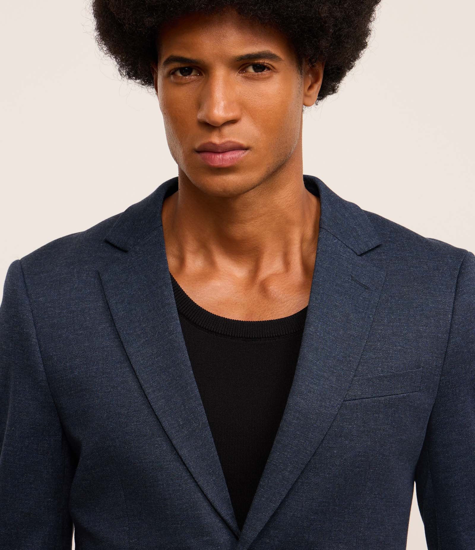 Paletó Alfaiatado em Viscose com Elastano Azul Marinho 5