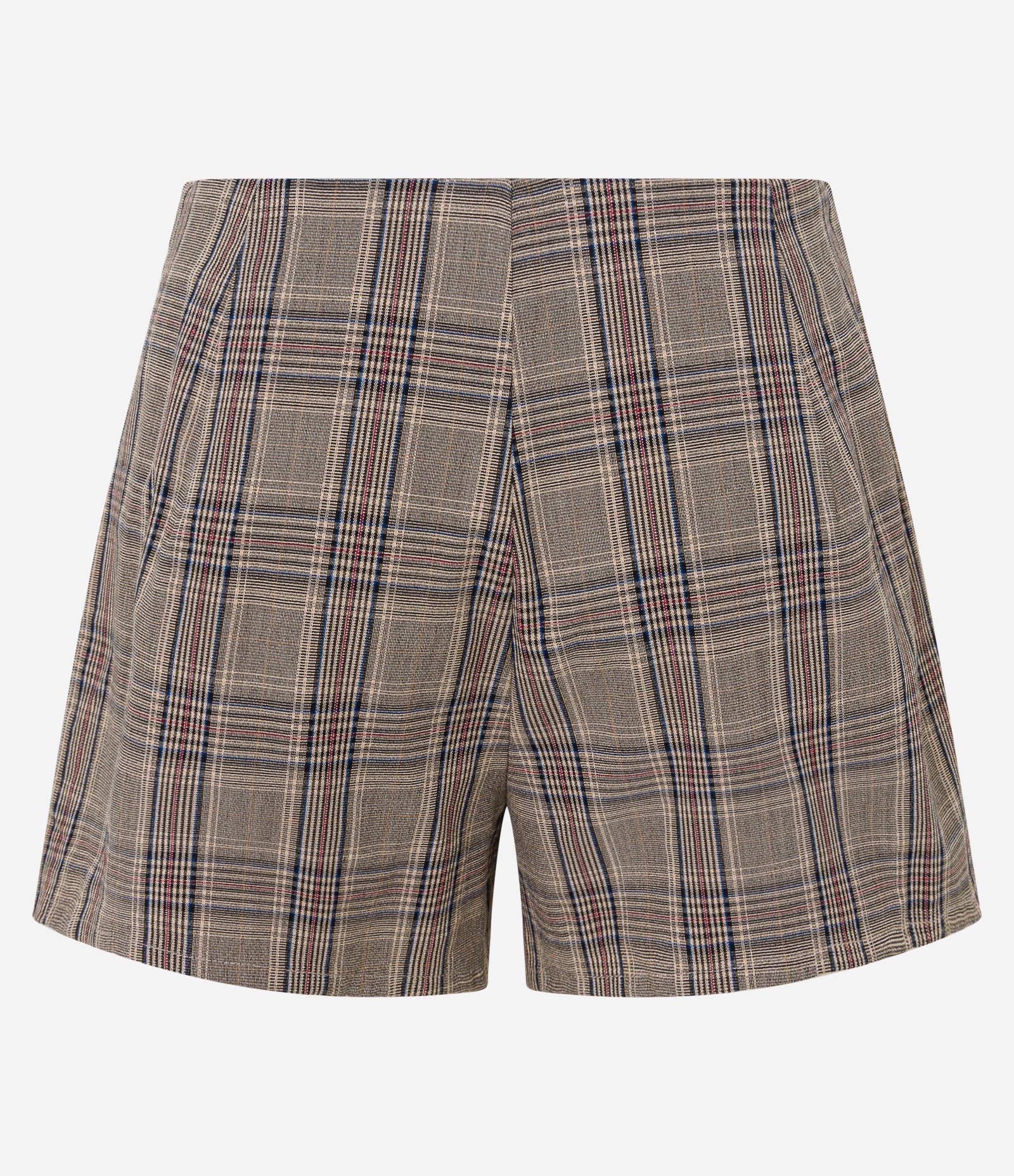 Short Saia em Alfaiataria Xadrez com Cinto e Fivela Marrom 6