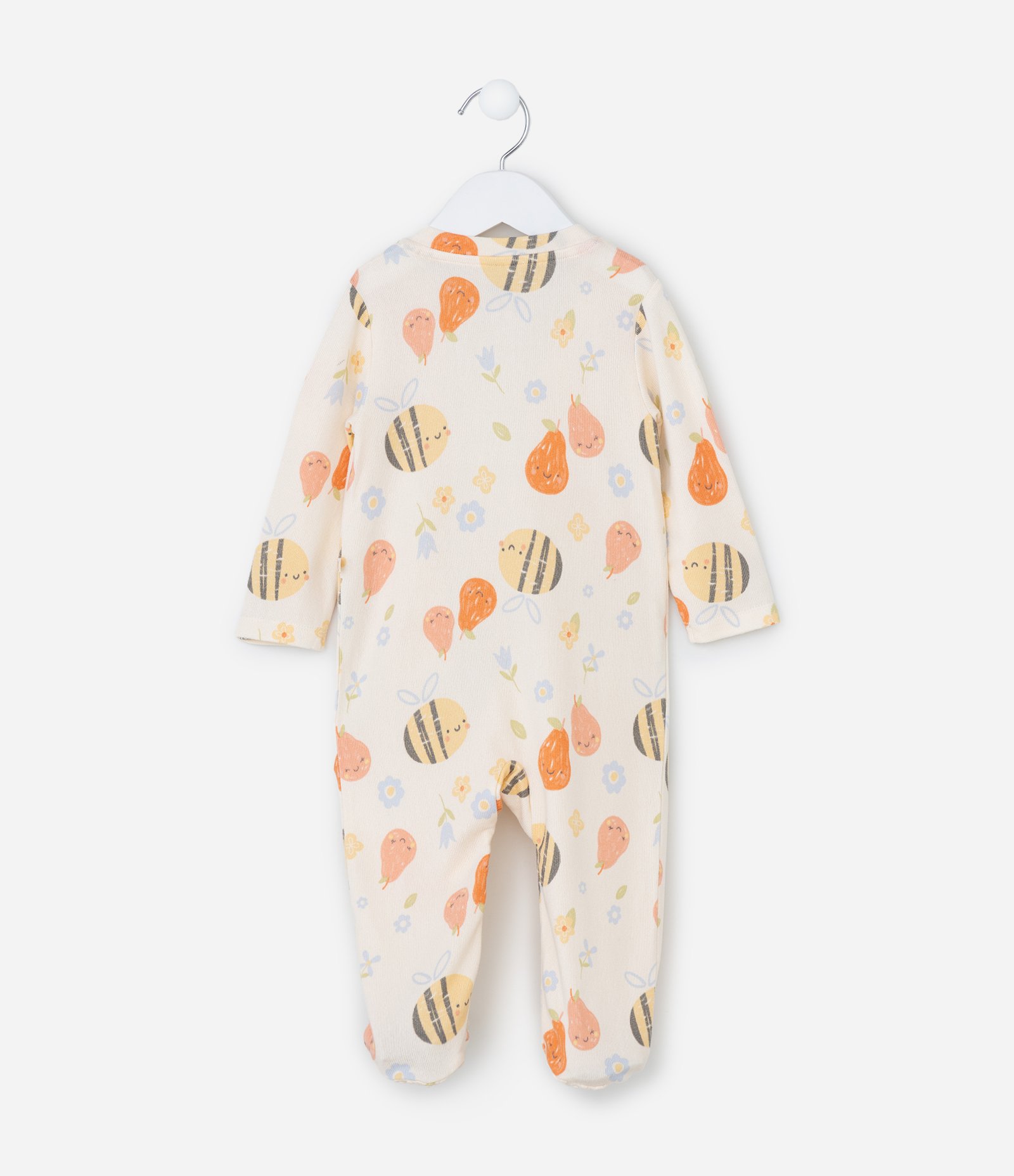 Macacão Infantil com Estampa de Abelhinhas - Tam RN a 18 meses Bege 3