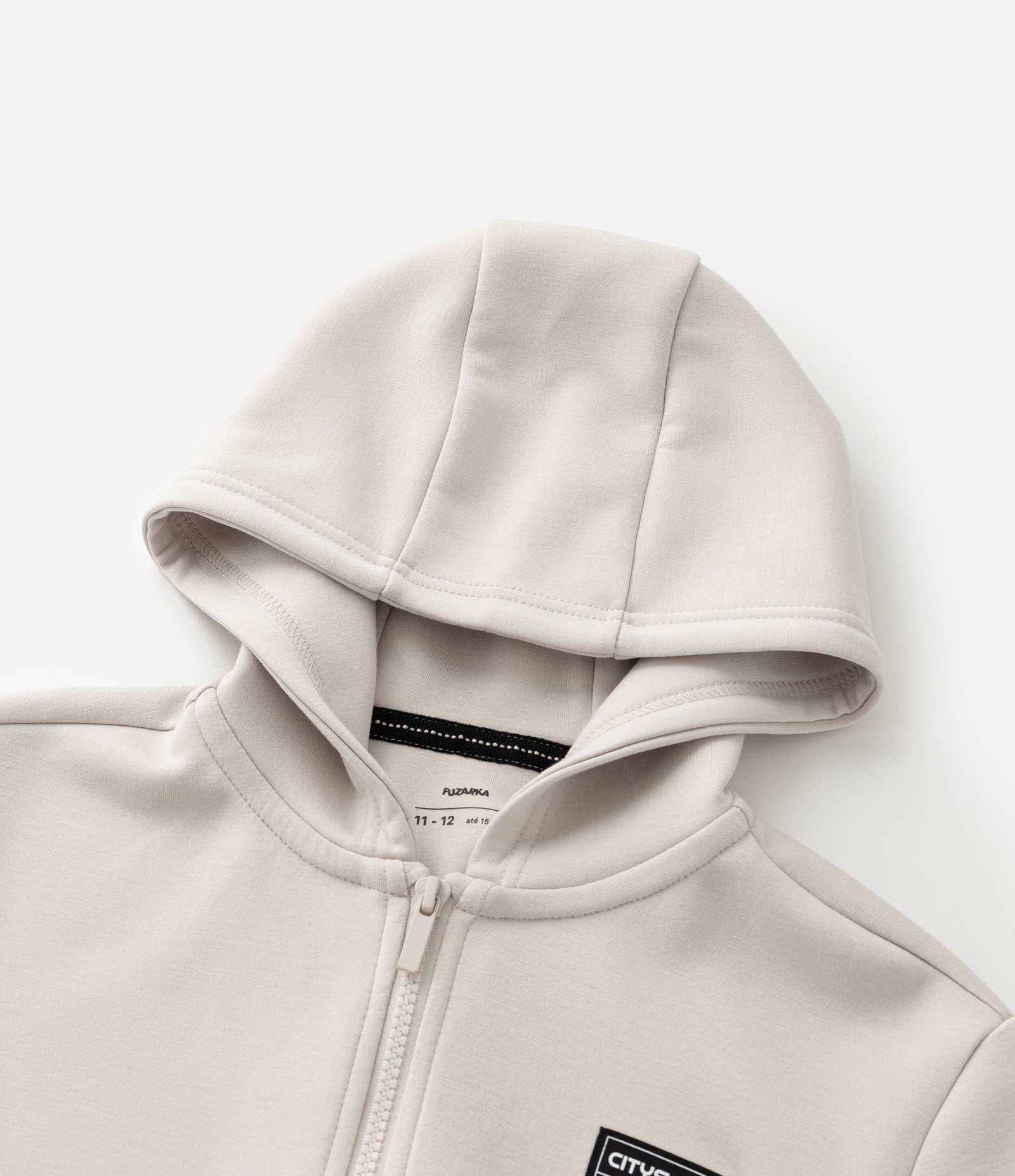 Jaqueta Infantil em Malha Dupla com Capuz - Tam 5 a 14 Anos Bege 4