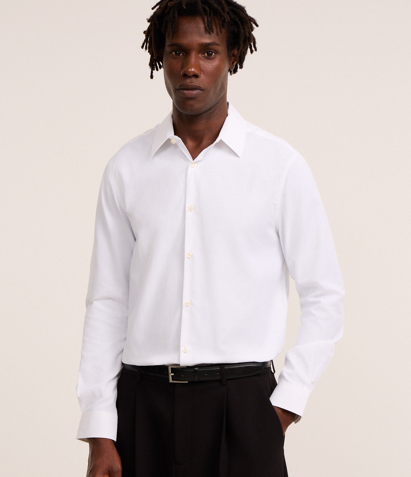 Camisa Regular com Textura Canelada Branco 1