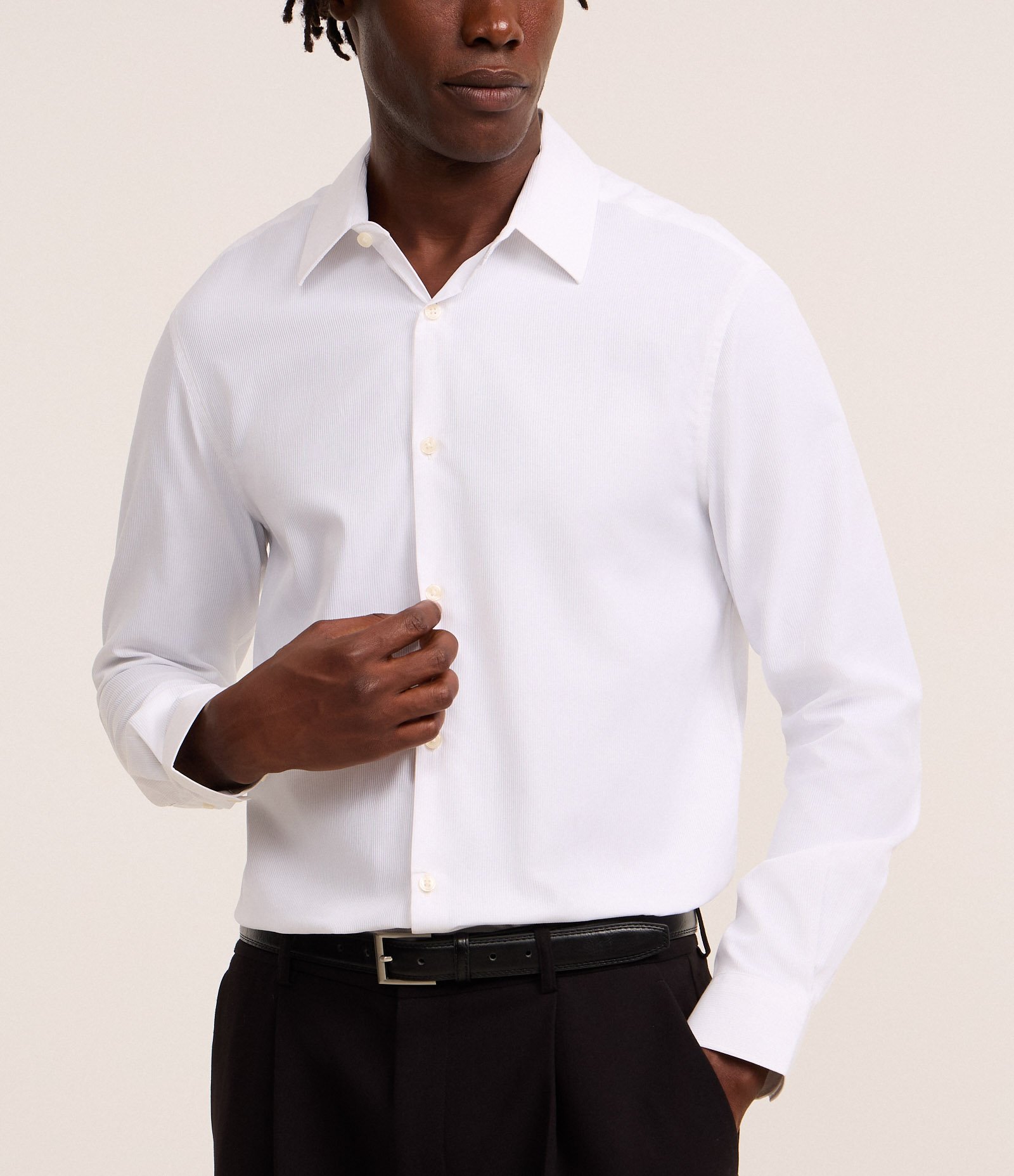 Camisa Regular com Textura Canelada Branco 3