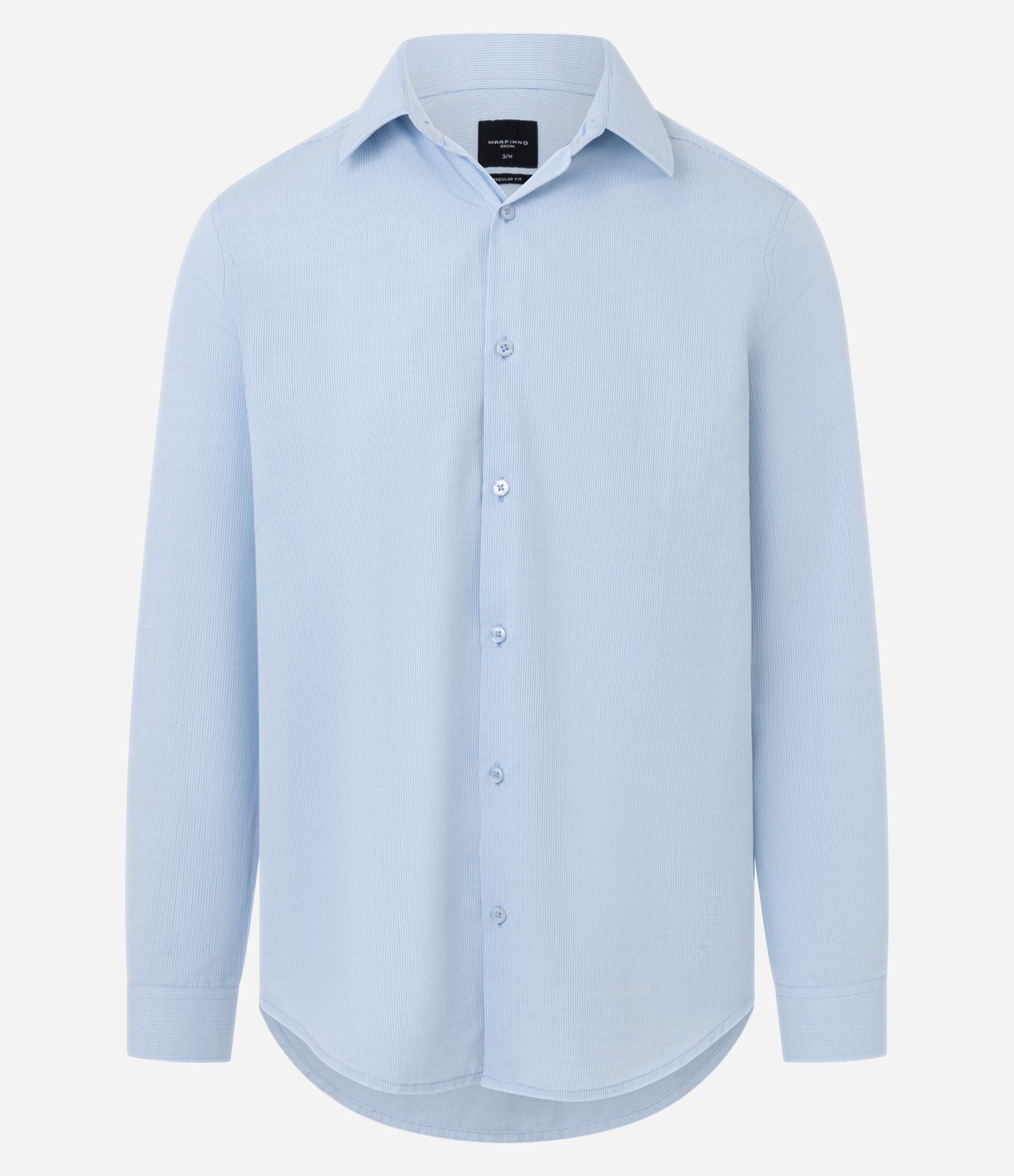 Camisa Regular com Textura Canelada Azul 5