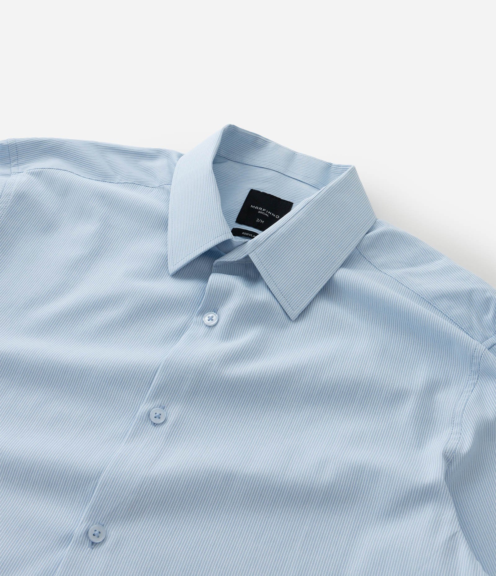 Camisa Regular com Textura Canelada Azul 7