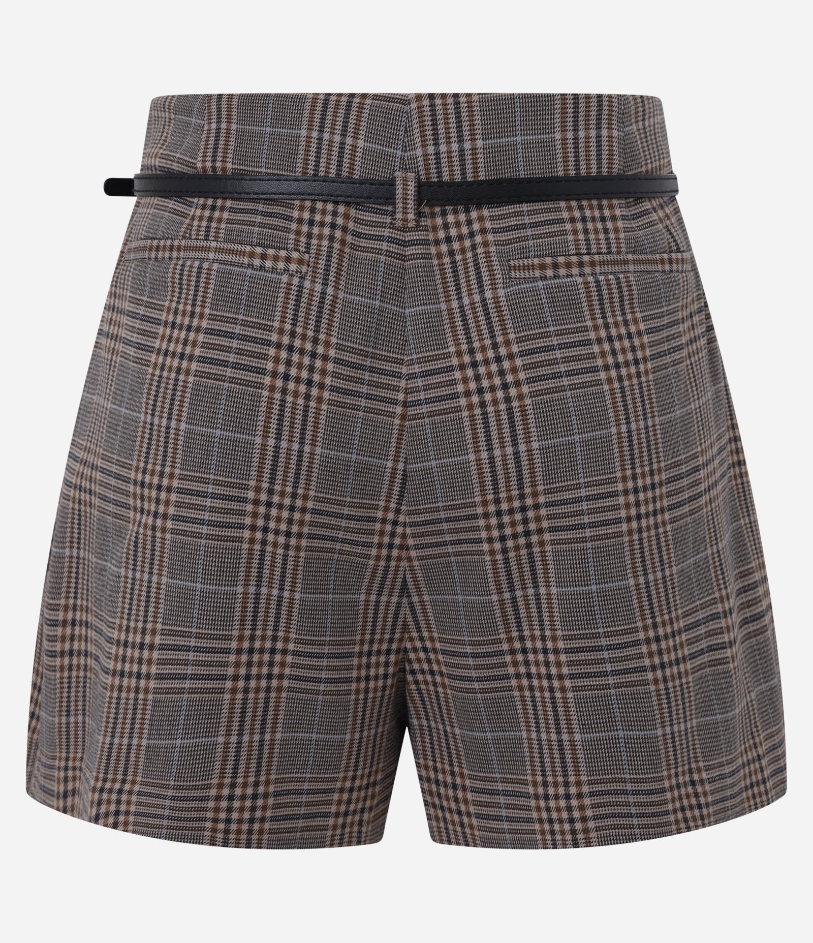 Short Saia em Alfaiataria Xadrez e Plissada Marrom 7