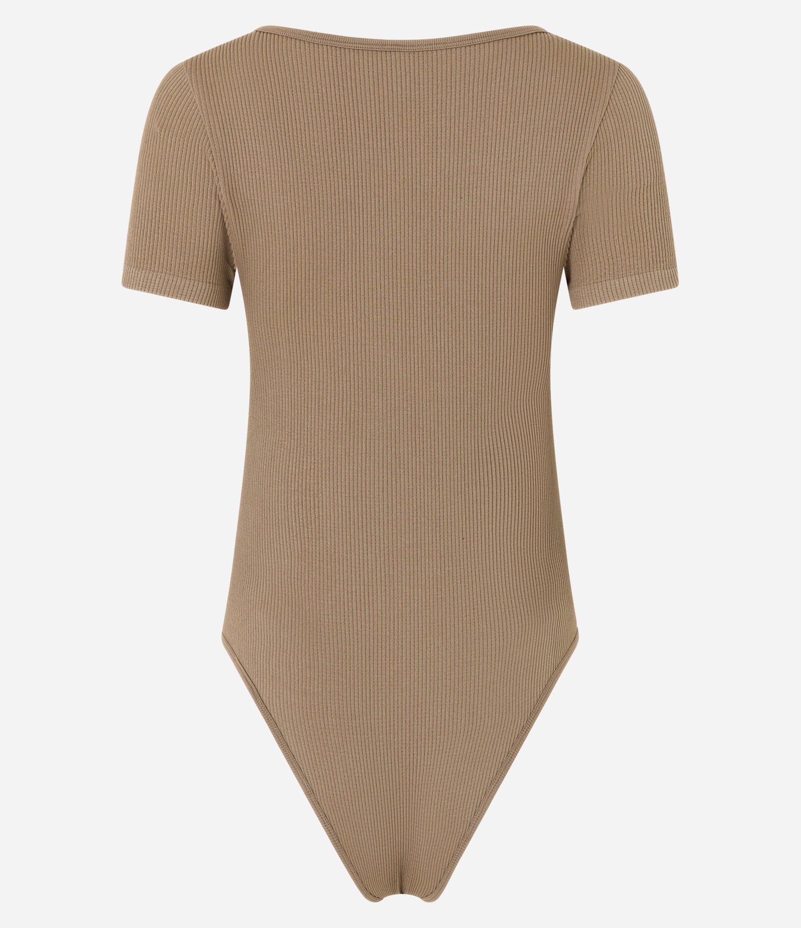 Body em Poliamida Texturizada e com Decote Quadrado Bege 9