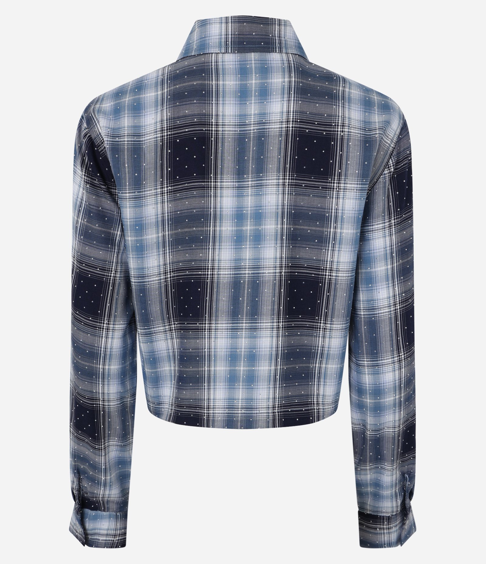 Camisa Curta em Flanela Xadrez com Brilhos Aplicados Azul 6