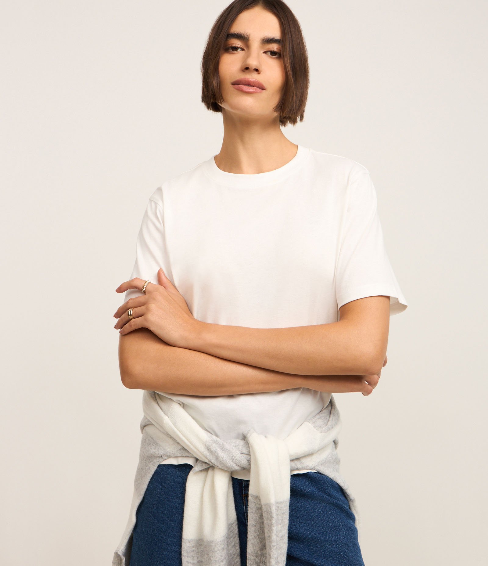 Blusa em Algodão com Gola Redonda Branco 1