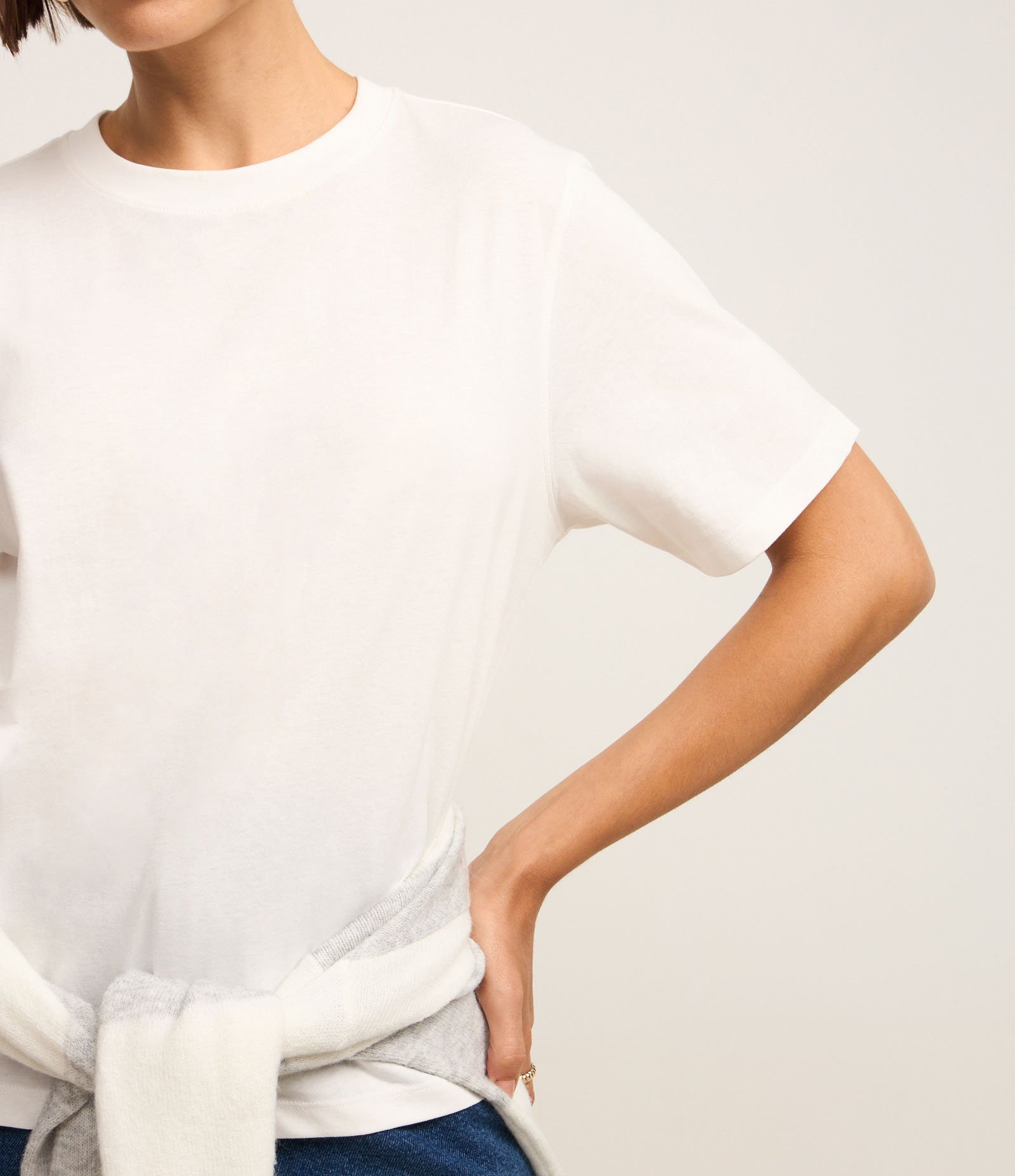 Blusa em Algodão com Gola Redonda Branco 3