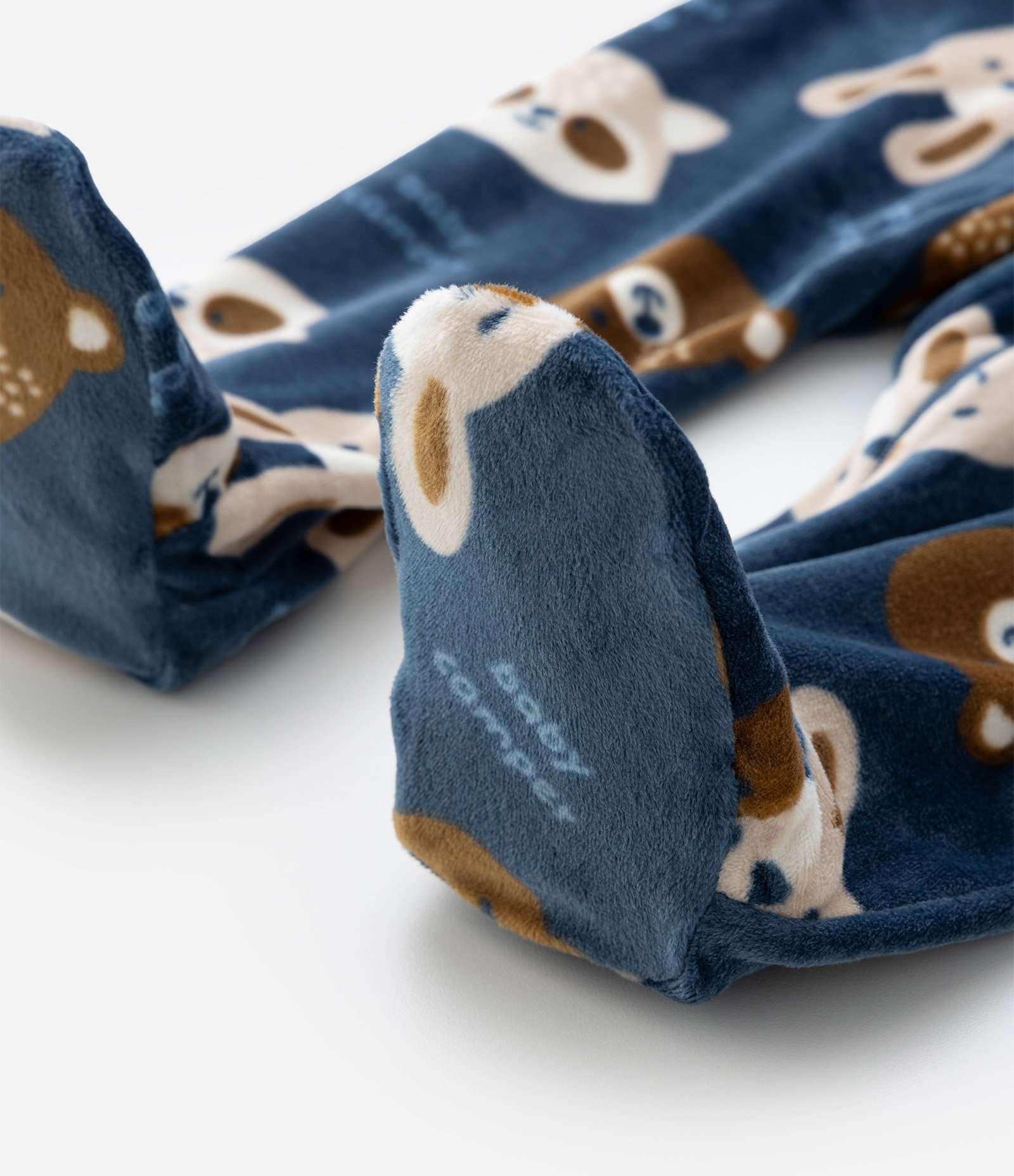 Macacão Infantil em Plush com Ursos e Coelhos - Tam 0 a 24 meses Azul 5