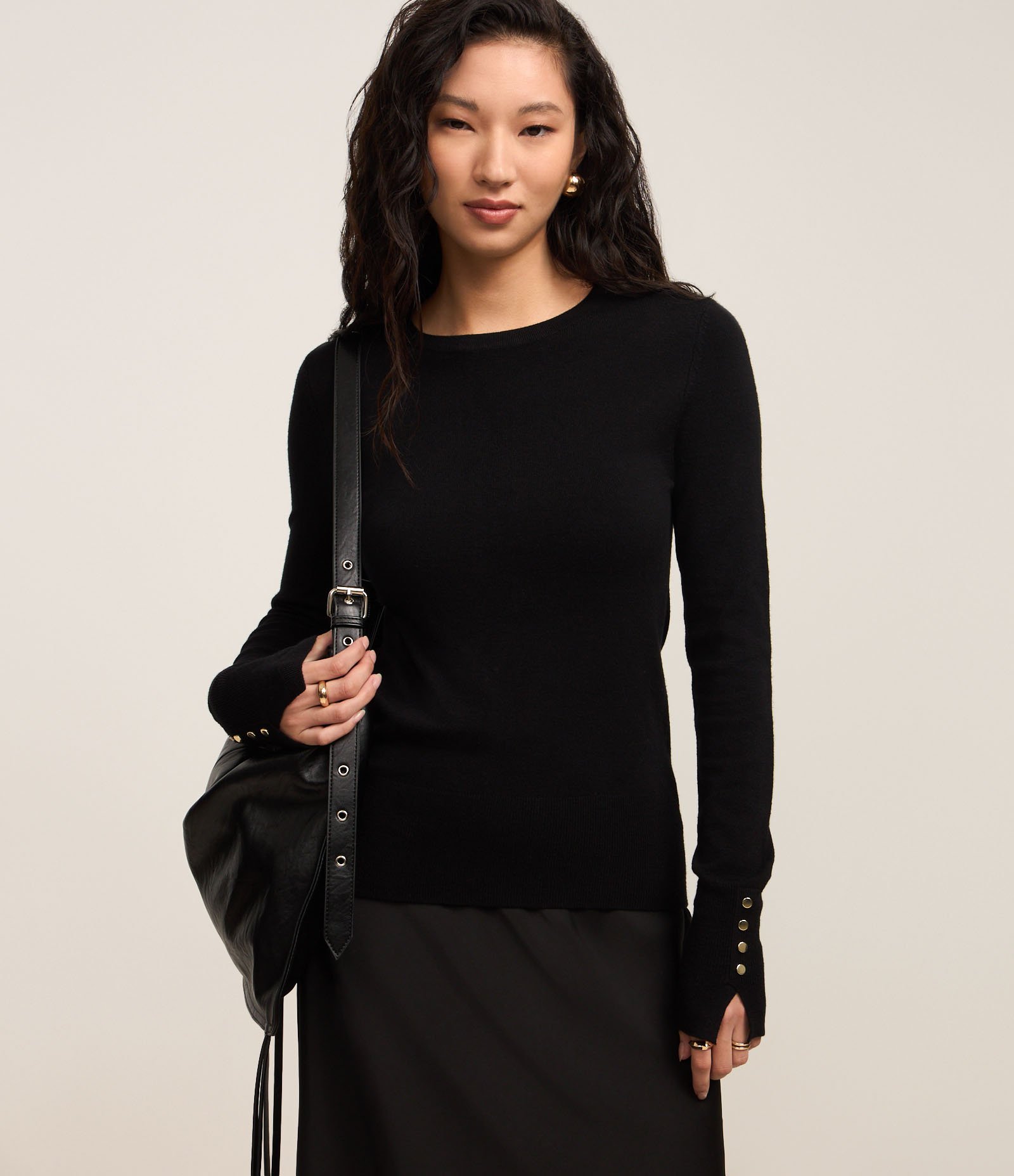 Suéter em Tricô com Botões no Punho Preto 2