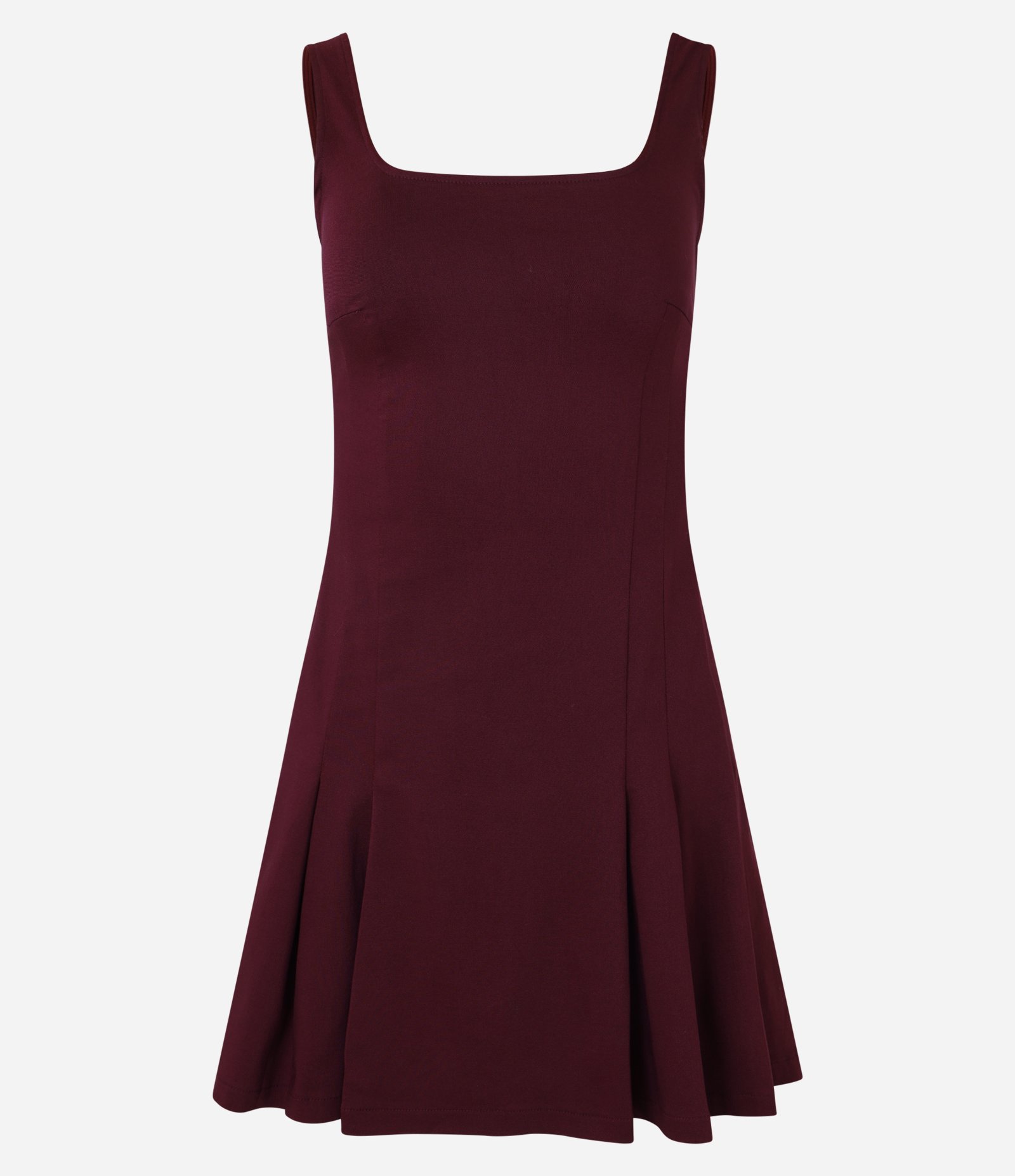Vestido Curto em Bengaline com Pregas Laterais Bordô 4