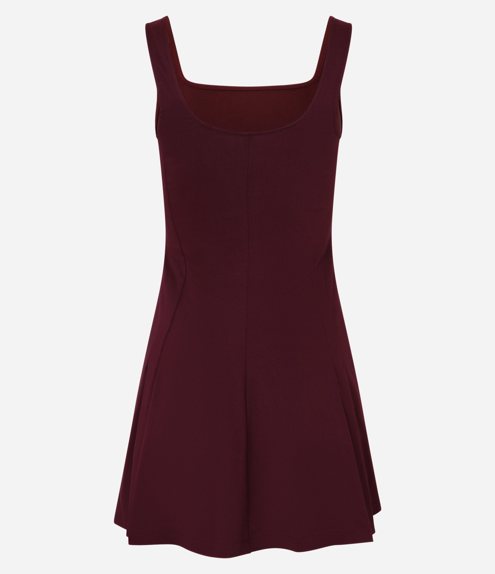 Vestido Curto em Bengaline com Pregas Laterais Bordô 5