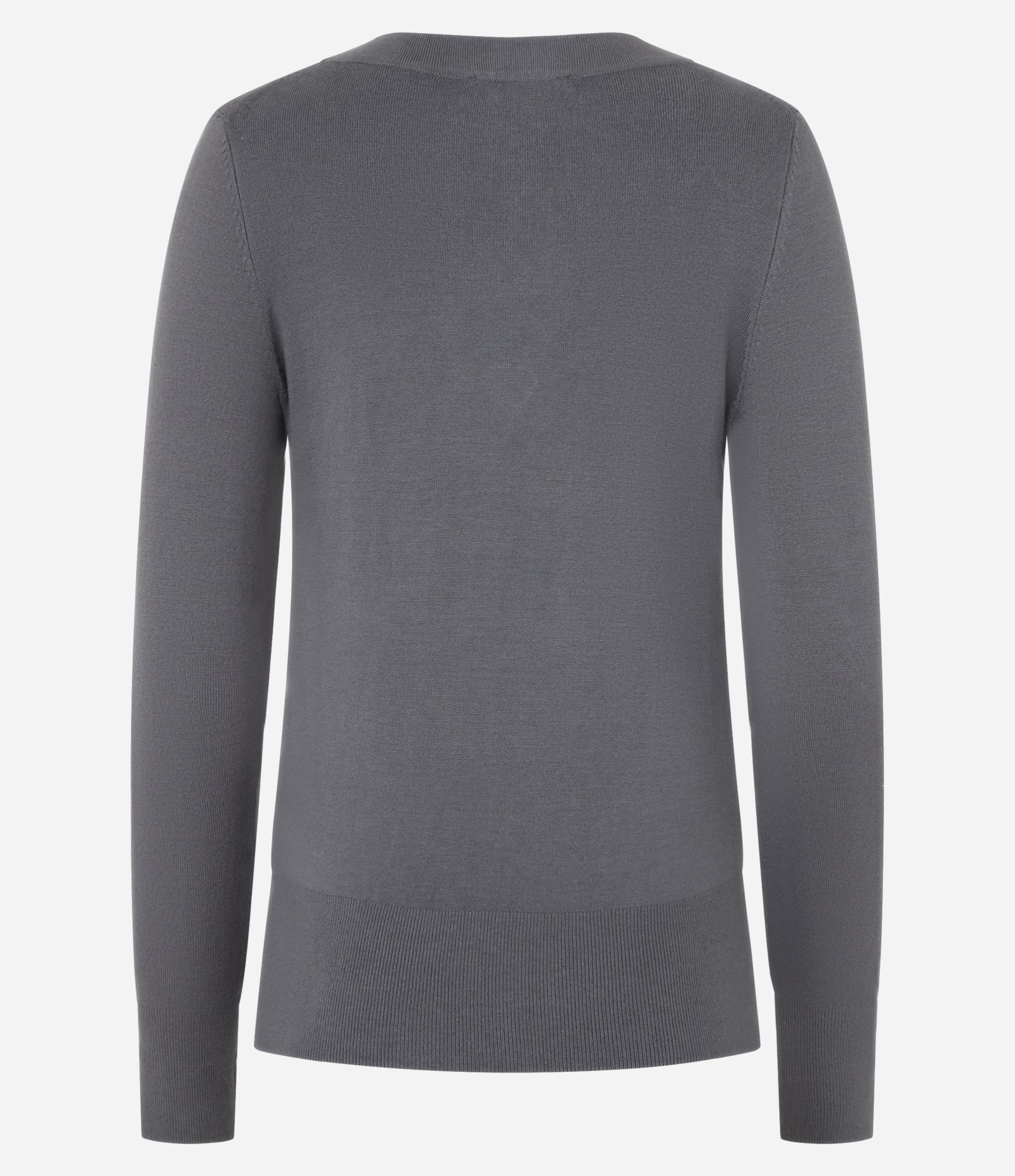 Suéter em Tricô com Decote V Cinza 7