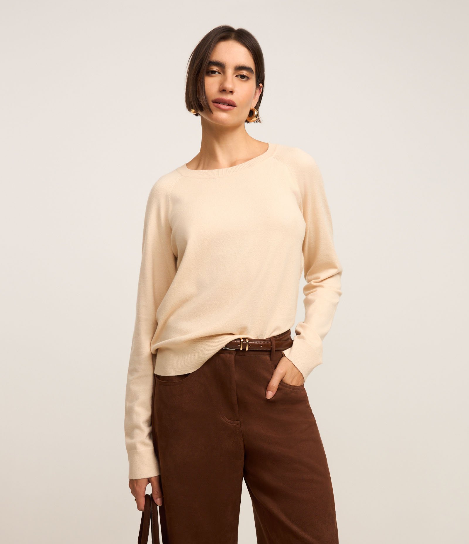 Suéter em Tricô com Gola Redonda Off White 1