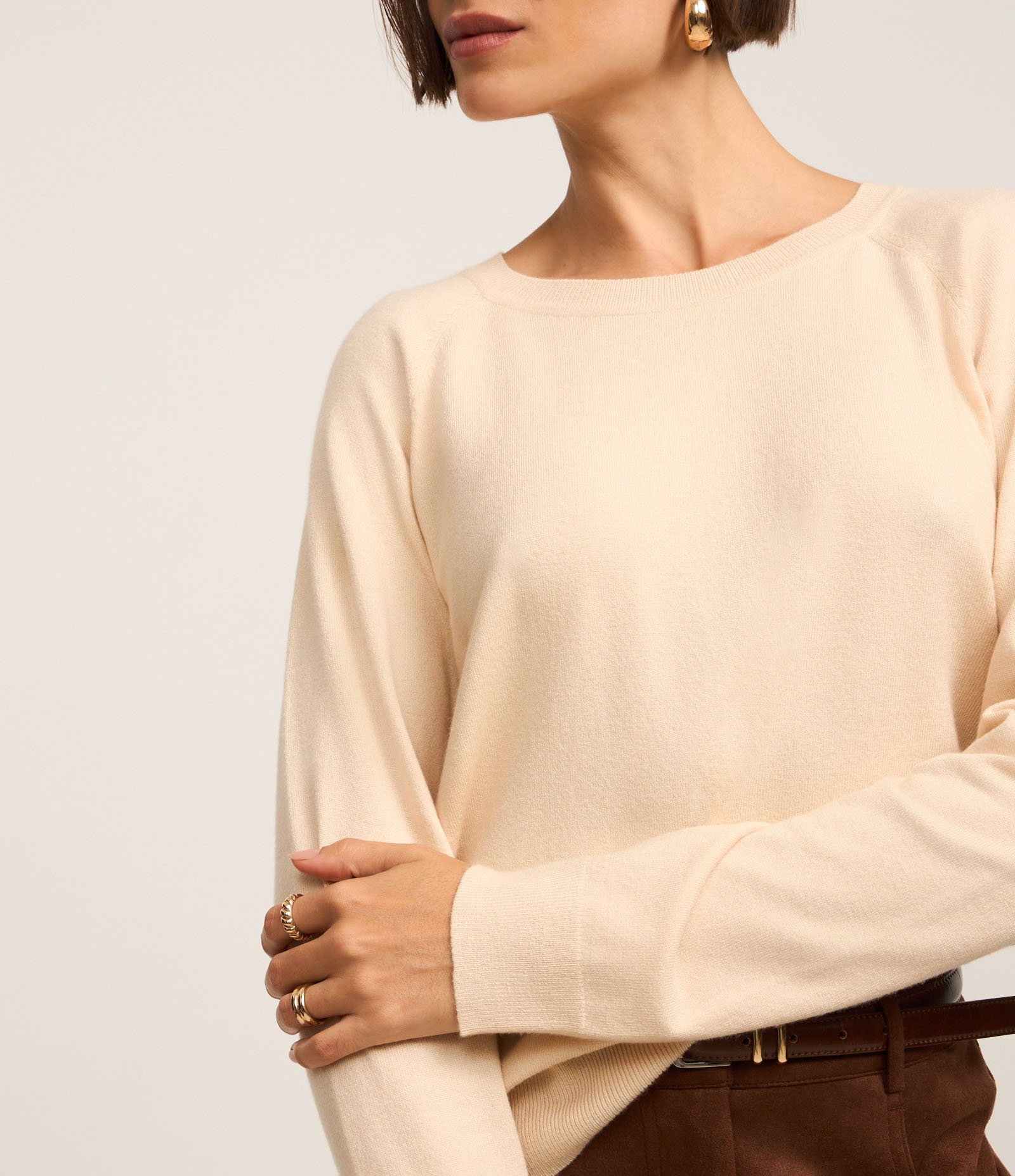 Suéter em Tricô com Gola Redonda Off White 3