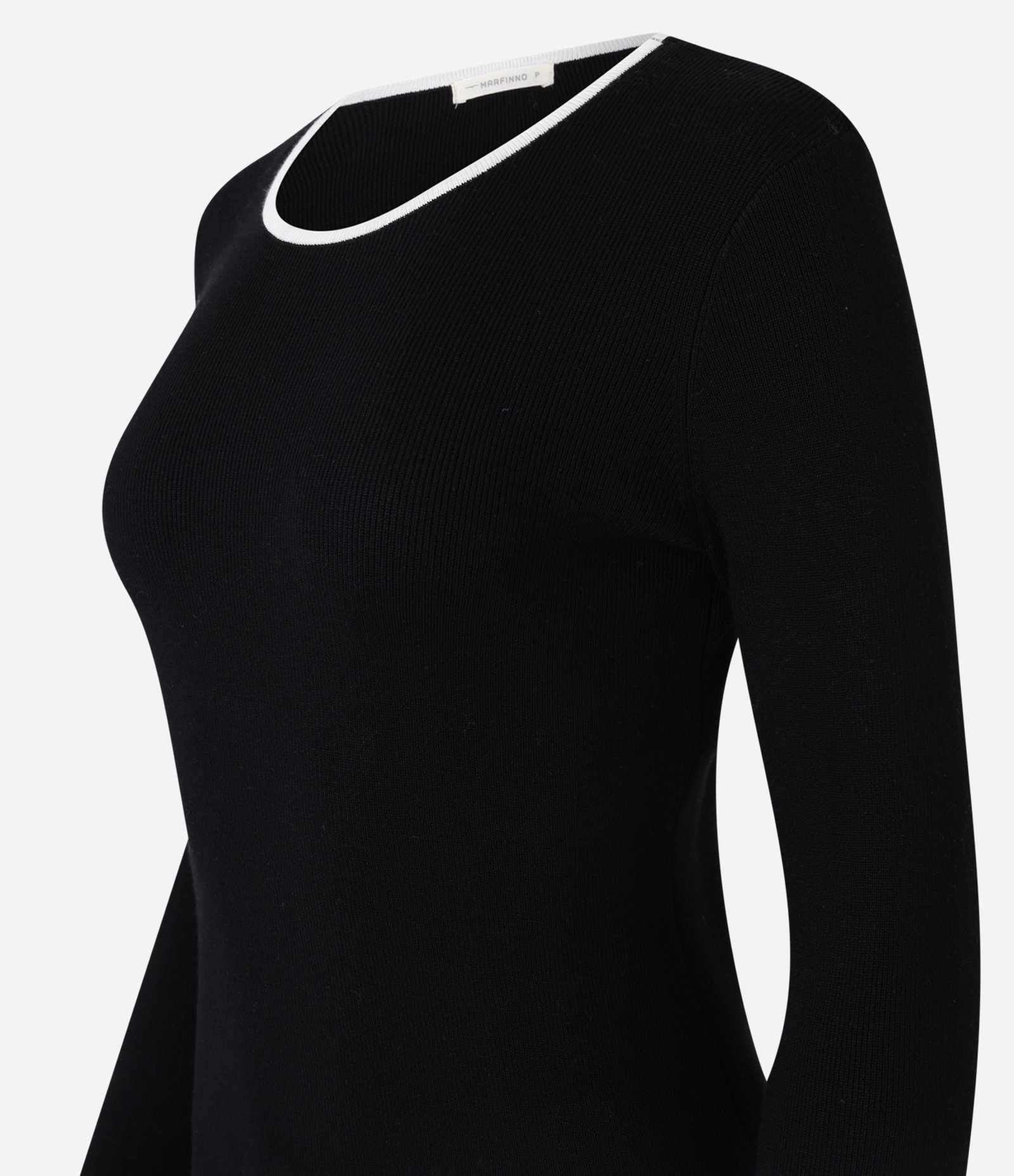 Suéter Regular em Tricô com Viés Contrastantes Preto 6