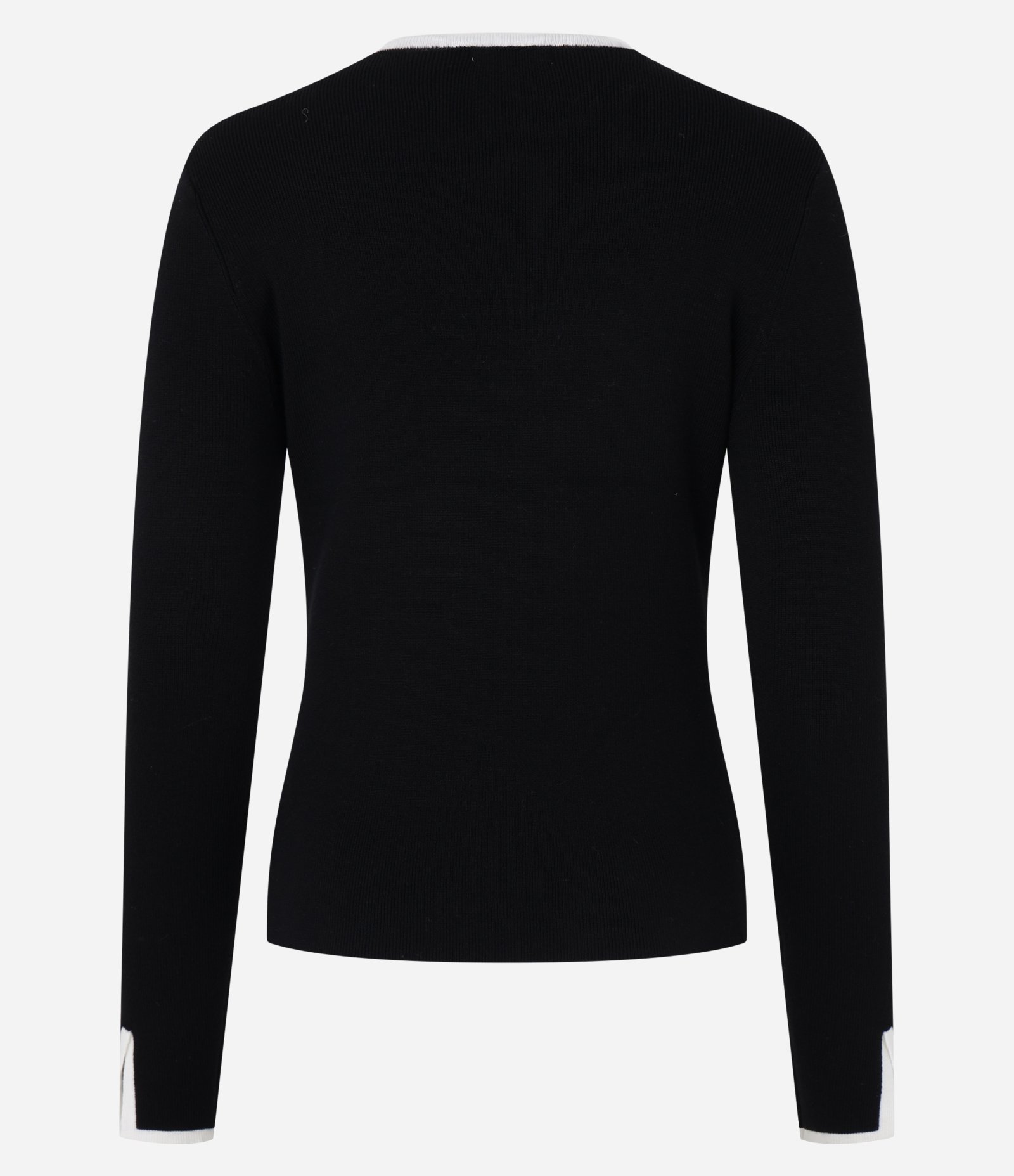 Suéter Regular em Tricô com Viés Contrastantes Preto 7