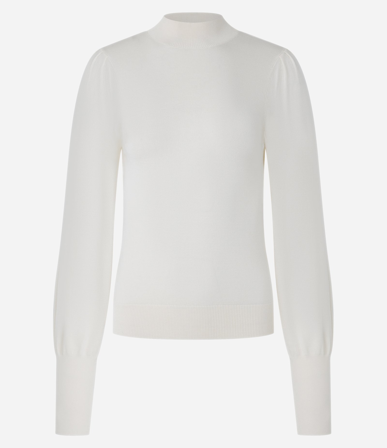 Suéter em Tricô com Gola Alta e Manga Bufante Bege 5