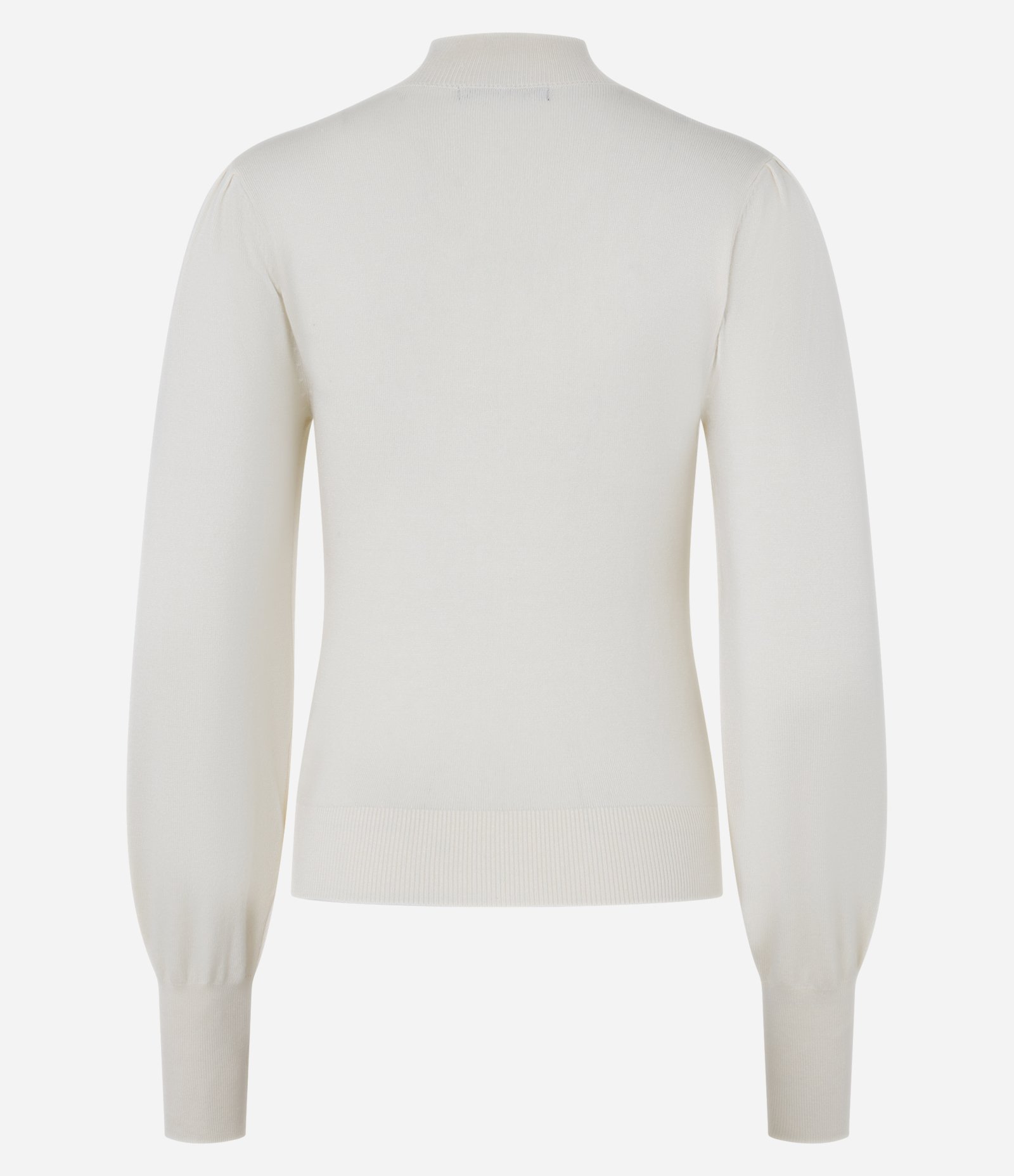 Suéter em Tricô com Gola Alta e Manga Bufante Bege 7