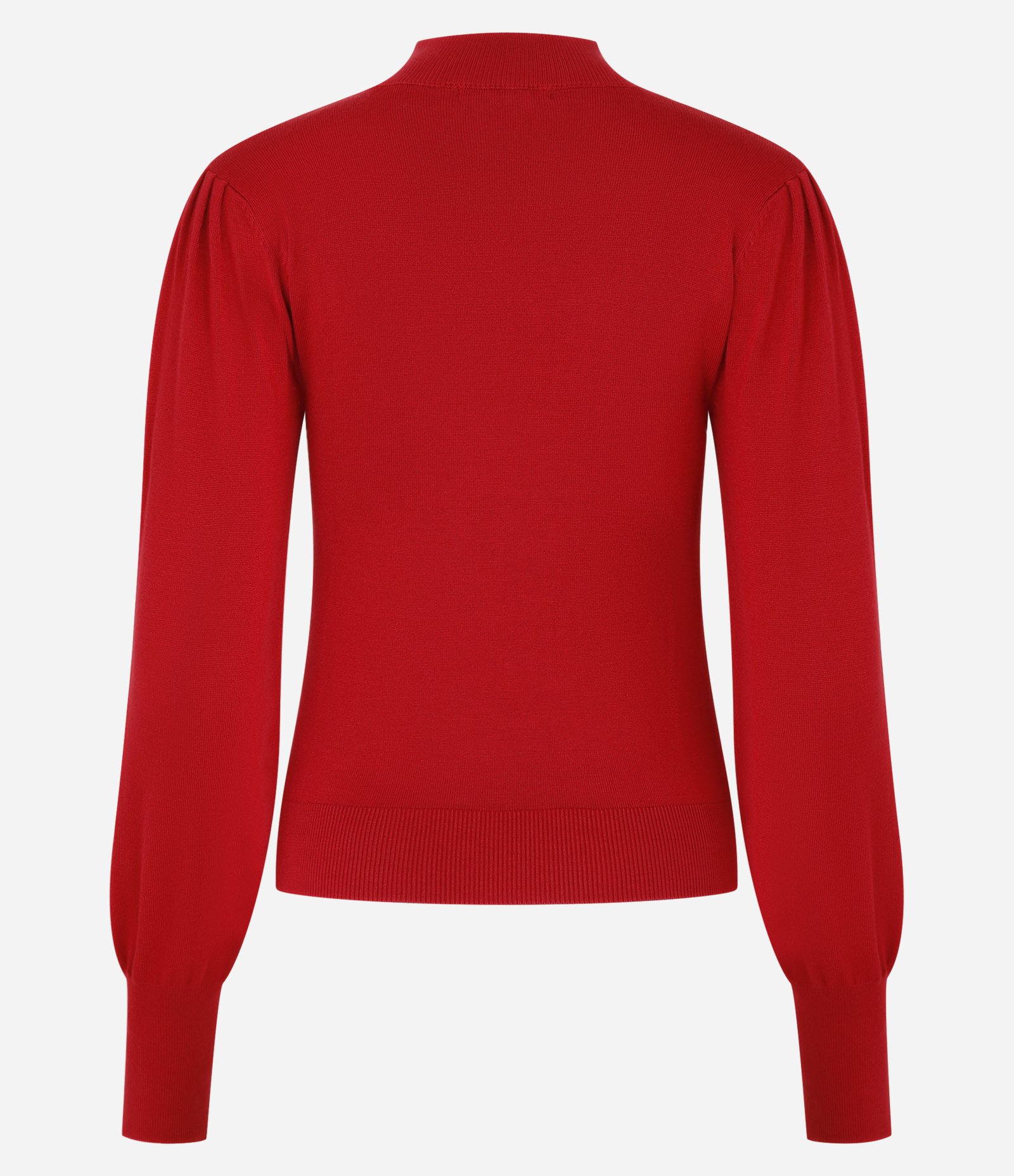 Suéter em Tricô com Gola Alta e Manga Bufante Vermelho 8