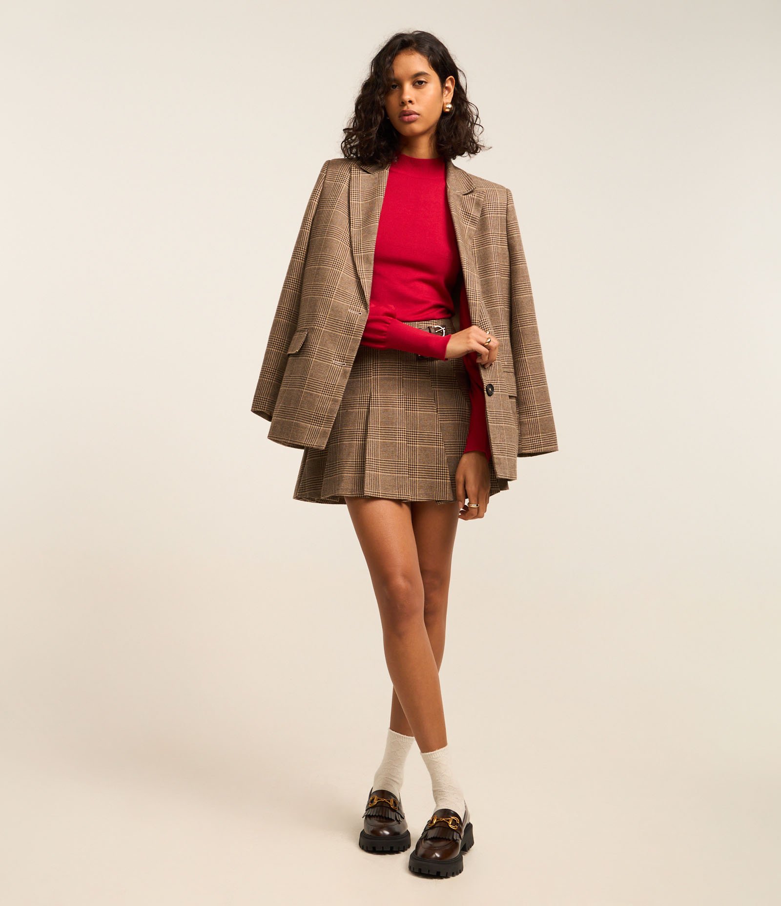 Suéter em Tricô com Gola Alta e Manga Bufante Vermelho 2