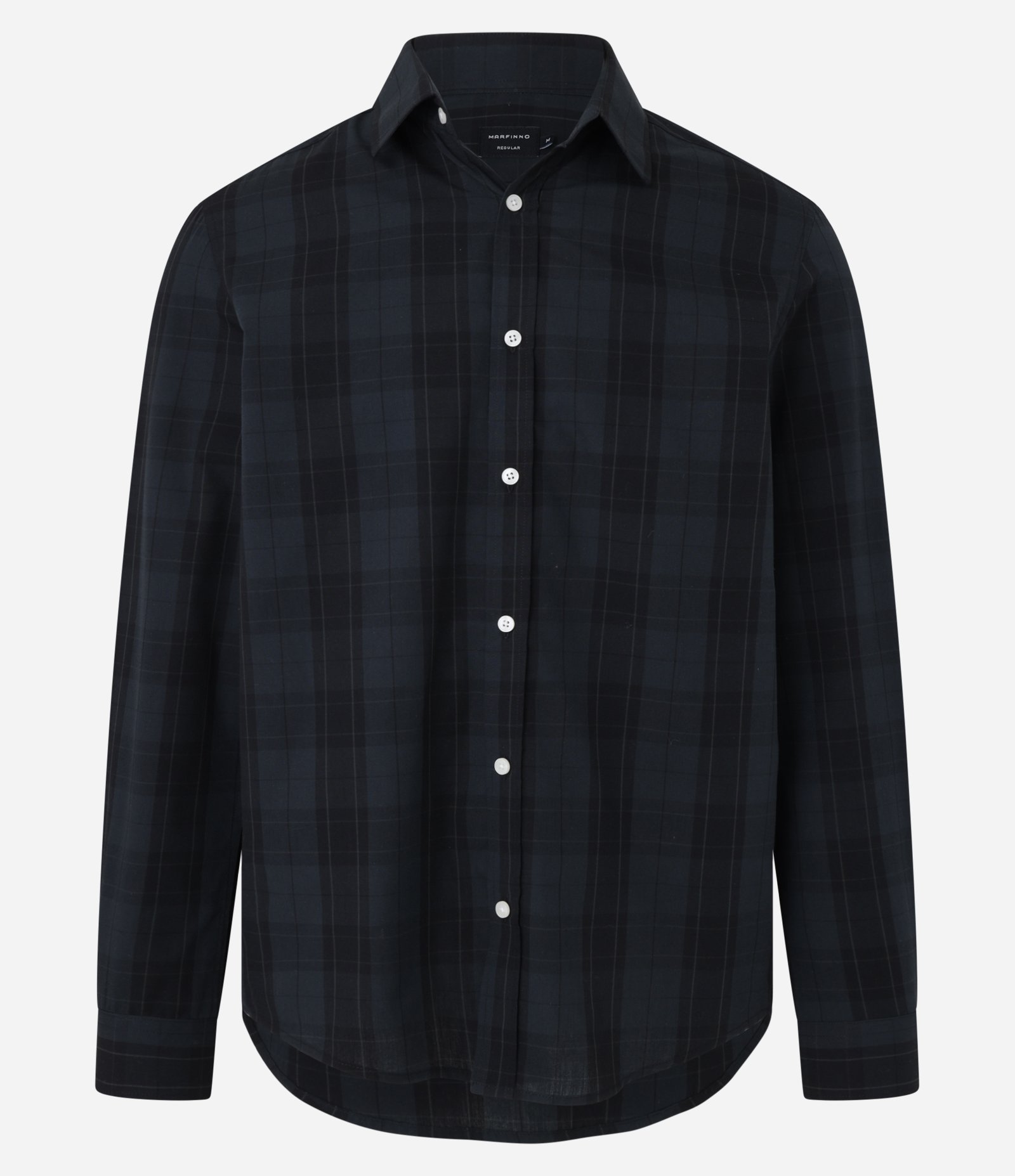 Camisa Regular em Tricoline com Xadrez em Fio Tinto Preto 6