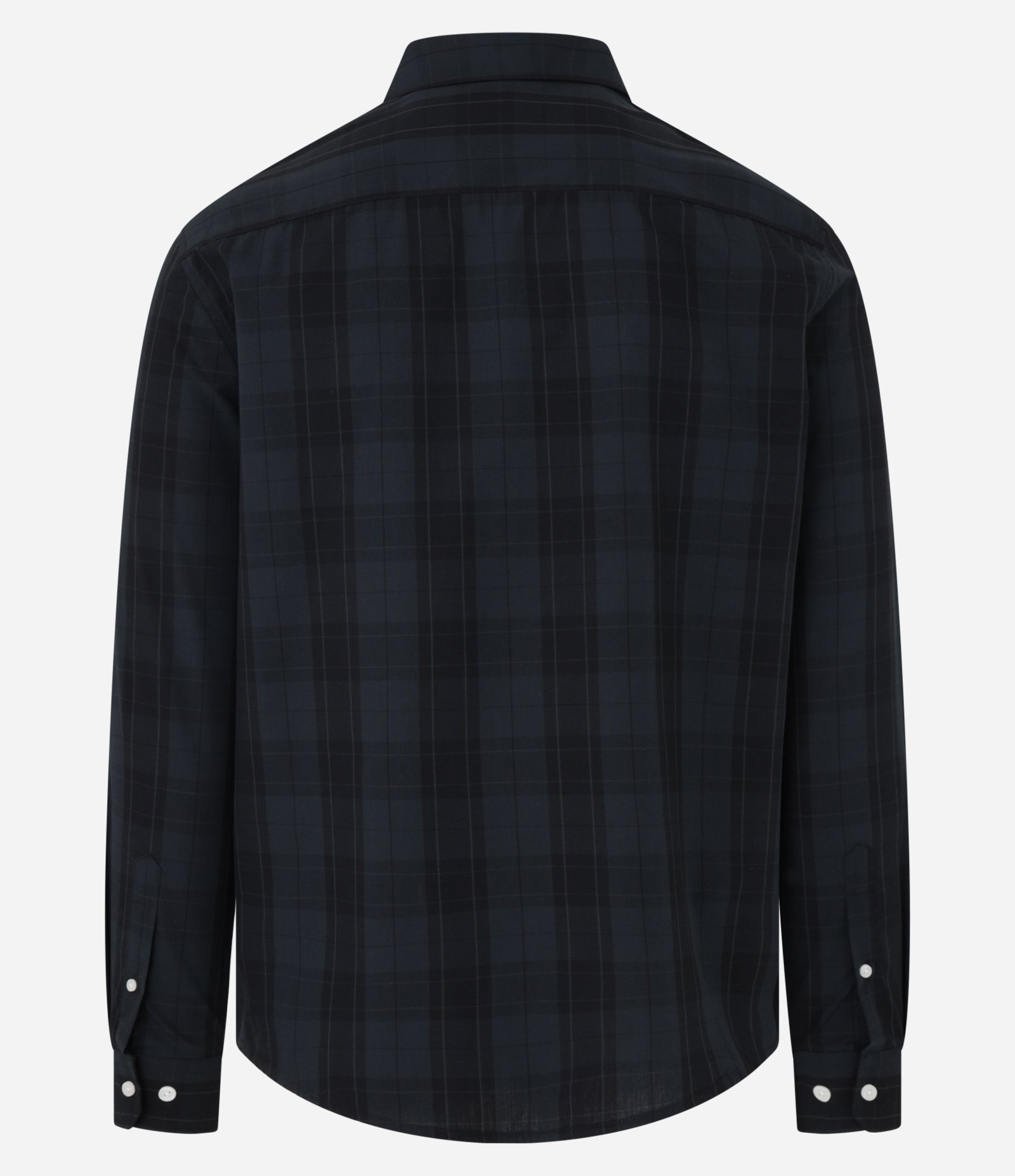 Camisa Regular em Tricoline com Xadrez em Fio Tinto Preto 7