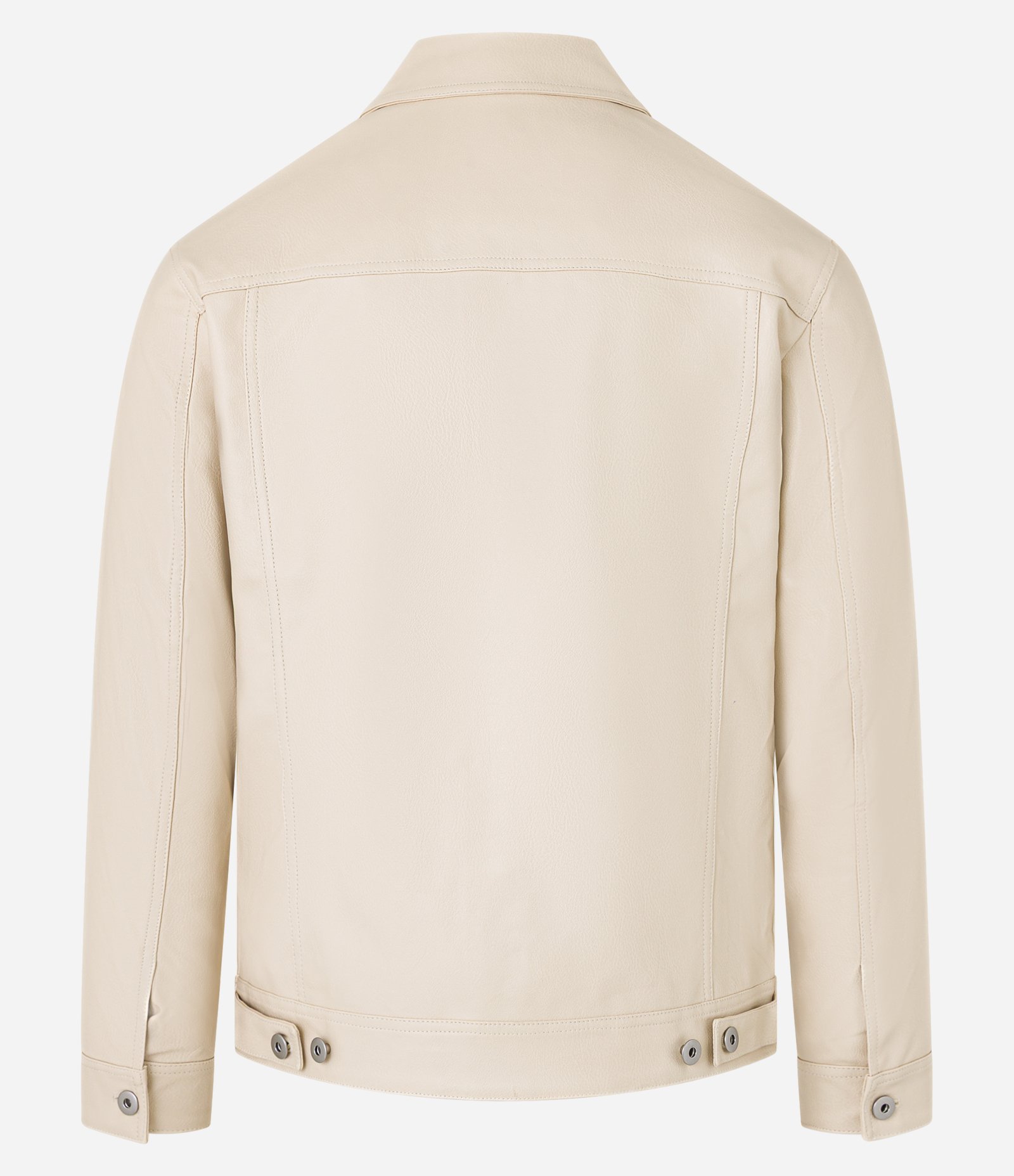 Jaqueta Trucker em Material Sintético com Bolso Contrastante Bege 5