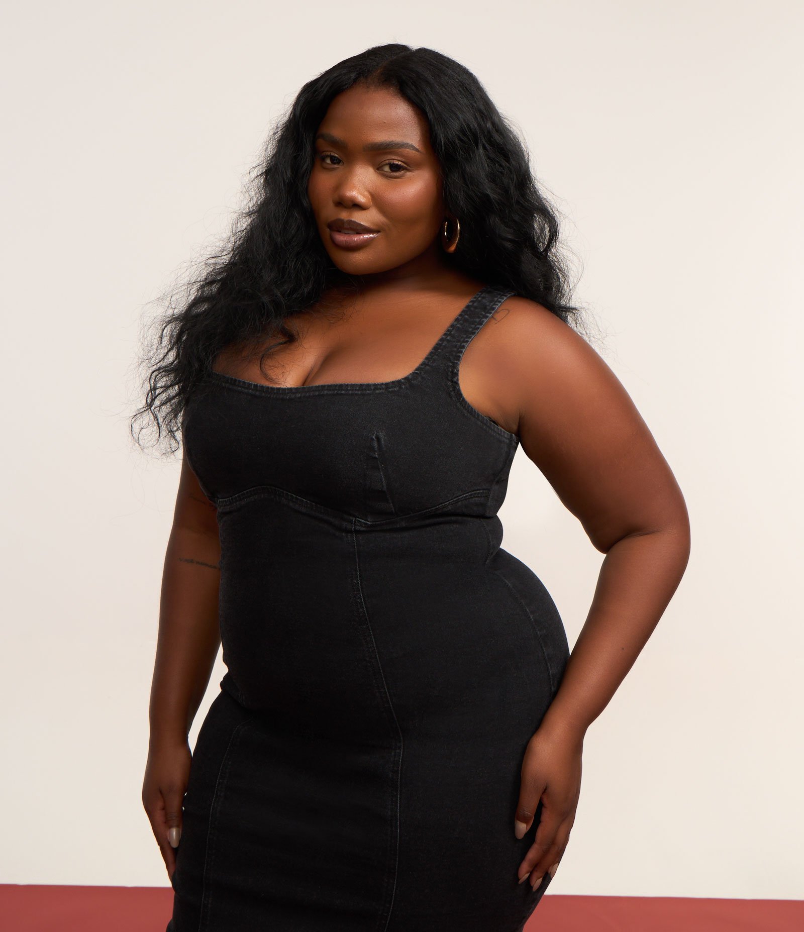 Vestido Midi em Jeans com Elastano Curve & Plus Size Preto 4