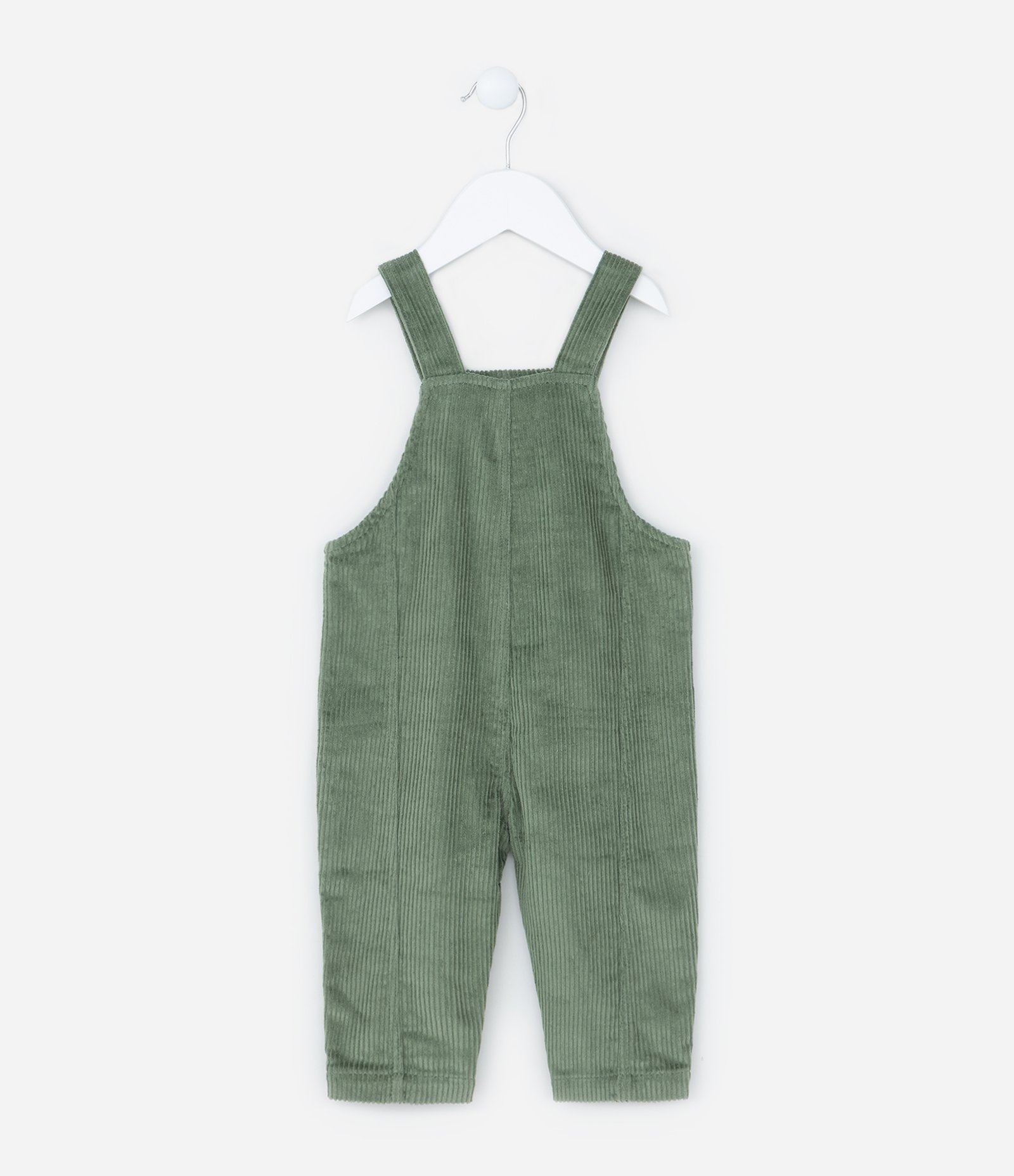 Jardineira Infantil em Veludo Cotelê com Bolsinho Canguru - Tam 0 a 18 meses Verde 2