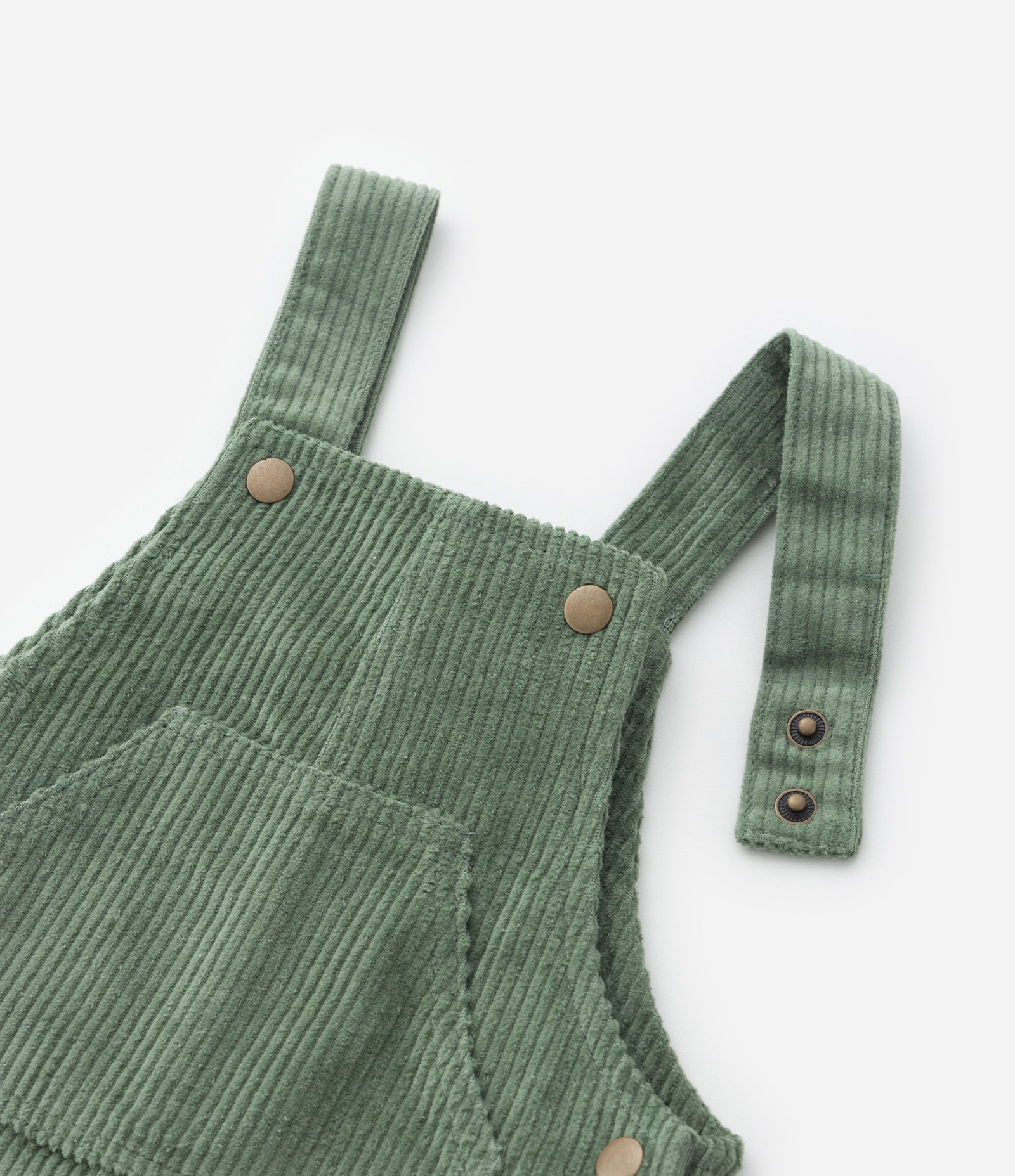 Jardineira Infantil em Veludo Cotelê com Bolsinho Canguru - Tam 0 a 18 meses Verde 5