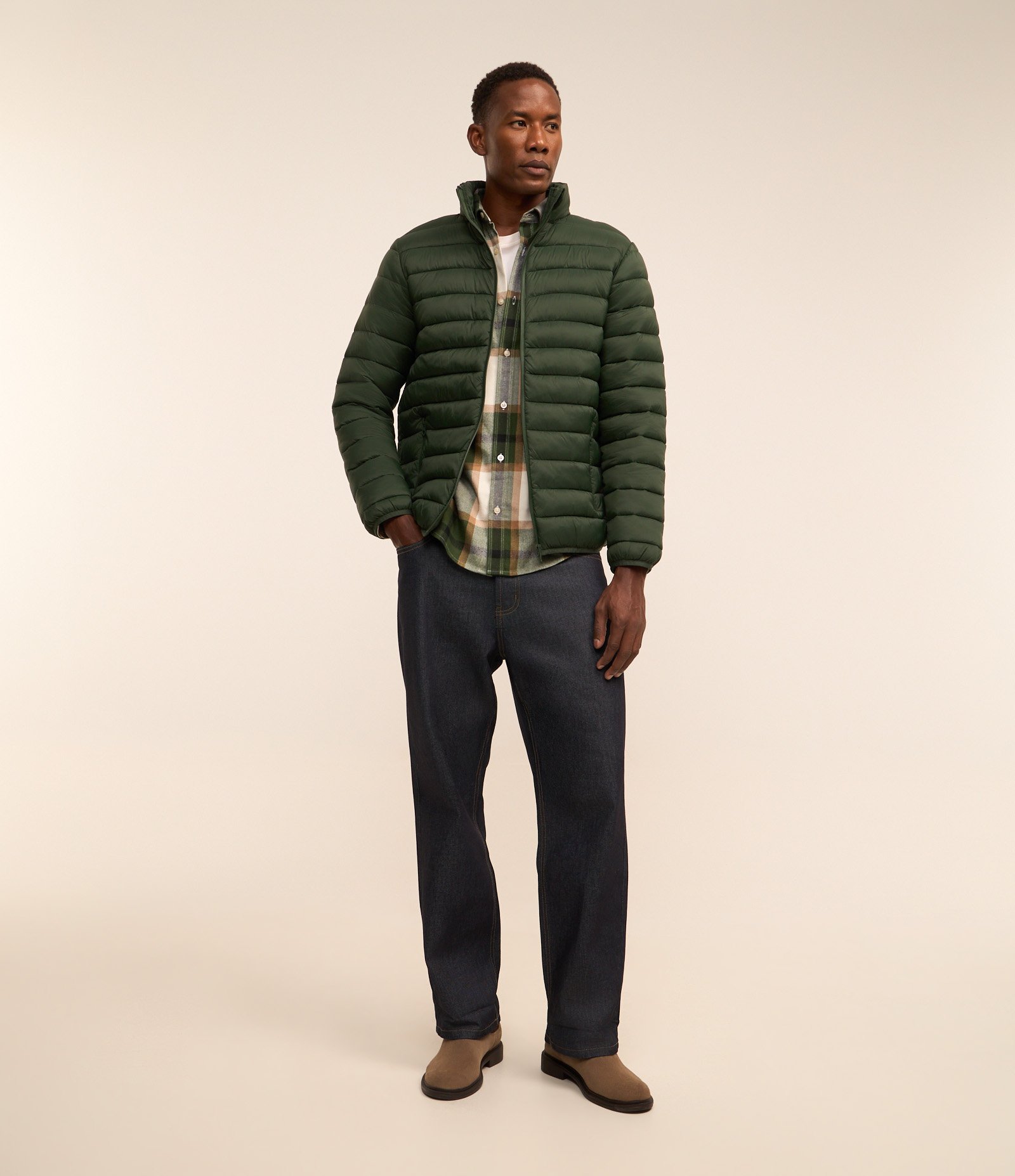 Jaqueta Puffer Ultraleve em Poliamida Verde Escuro 2