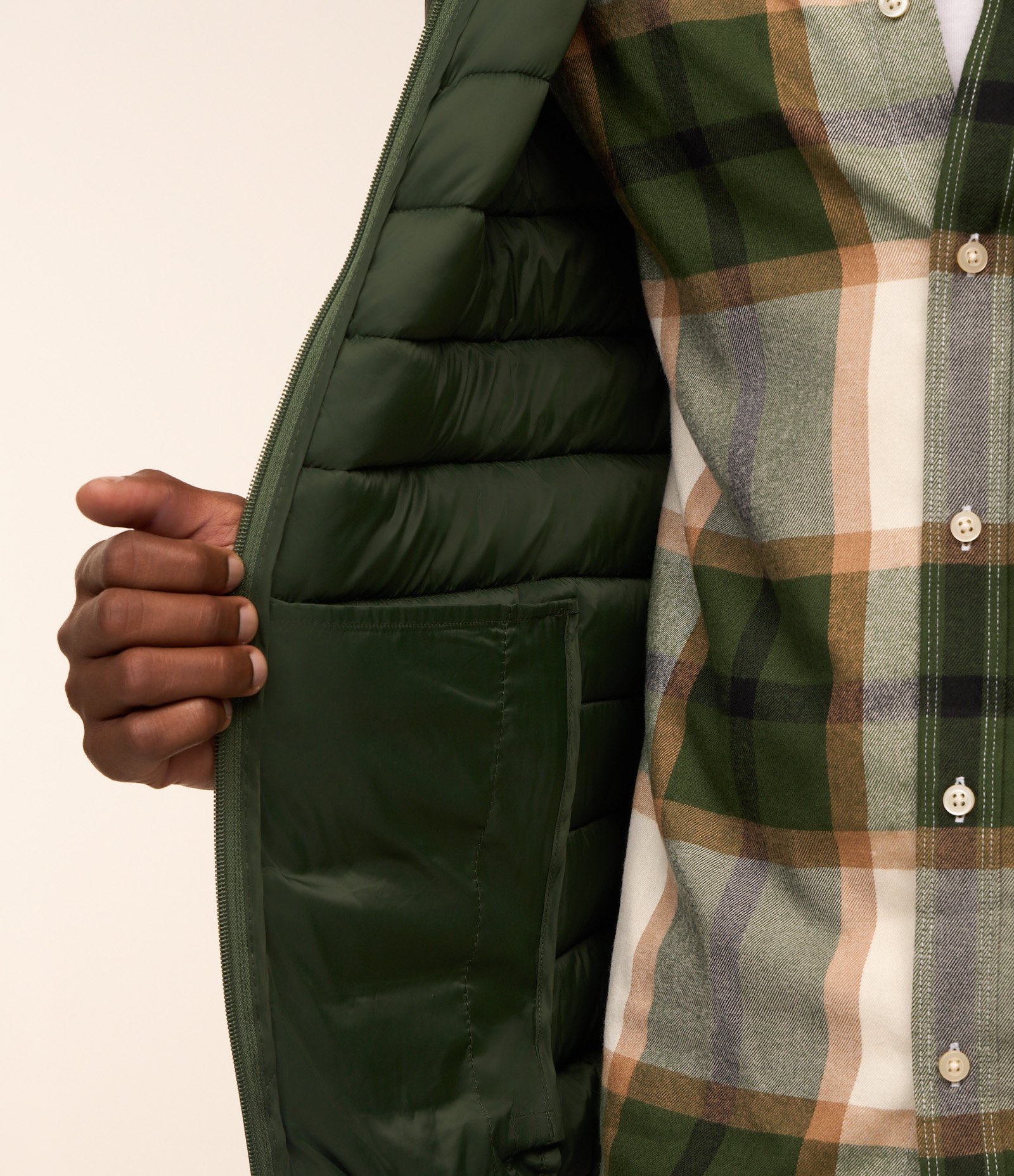 Jaqueta Puffer Ultraleve em Poliamida Verde Escuro 5