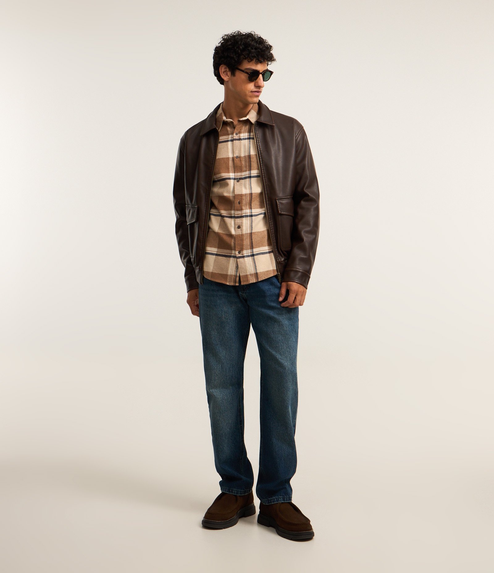 Camisa Regular em Flanela com Estampa Xadrez Marrom/Bege/Cinza 4