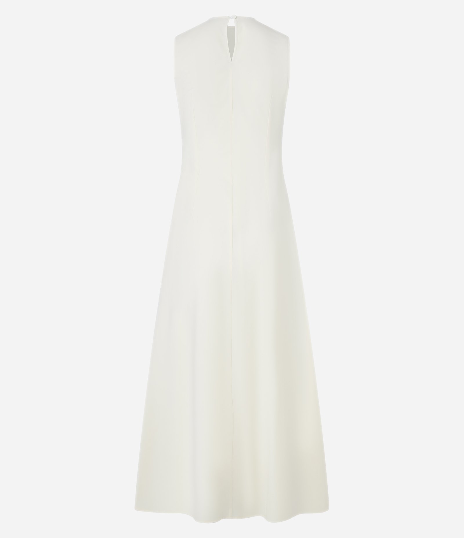 Vestido Midi Evasê em Bengaline com Franzido Bege Creme 10