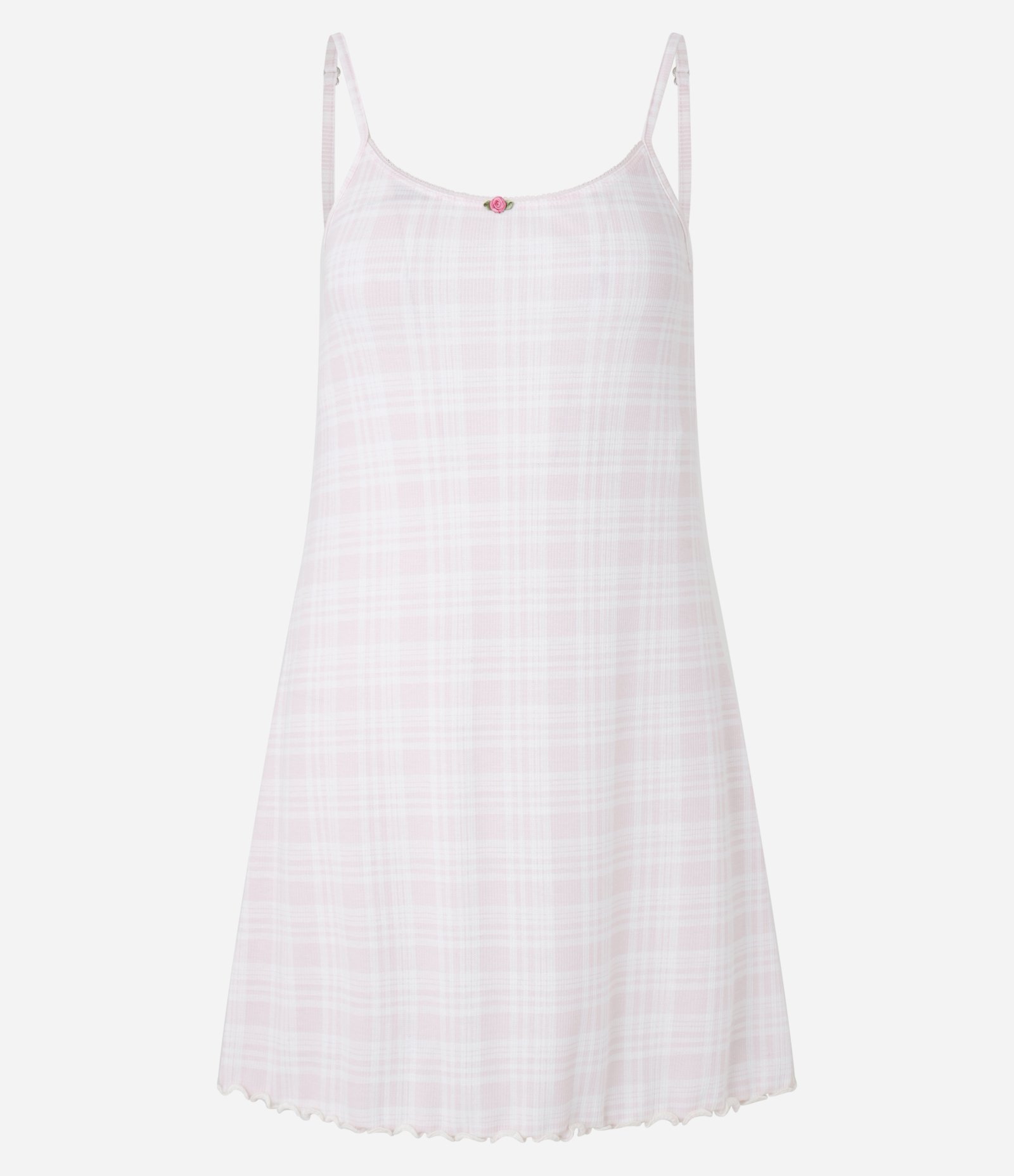 Camisola Curta em Ribana com Estampa Xadrez Rosa 4