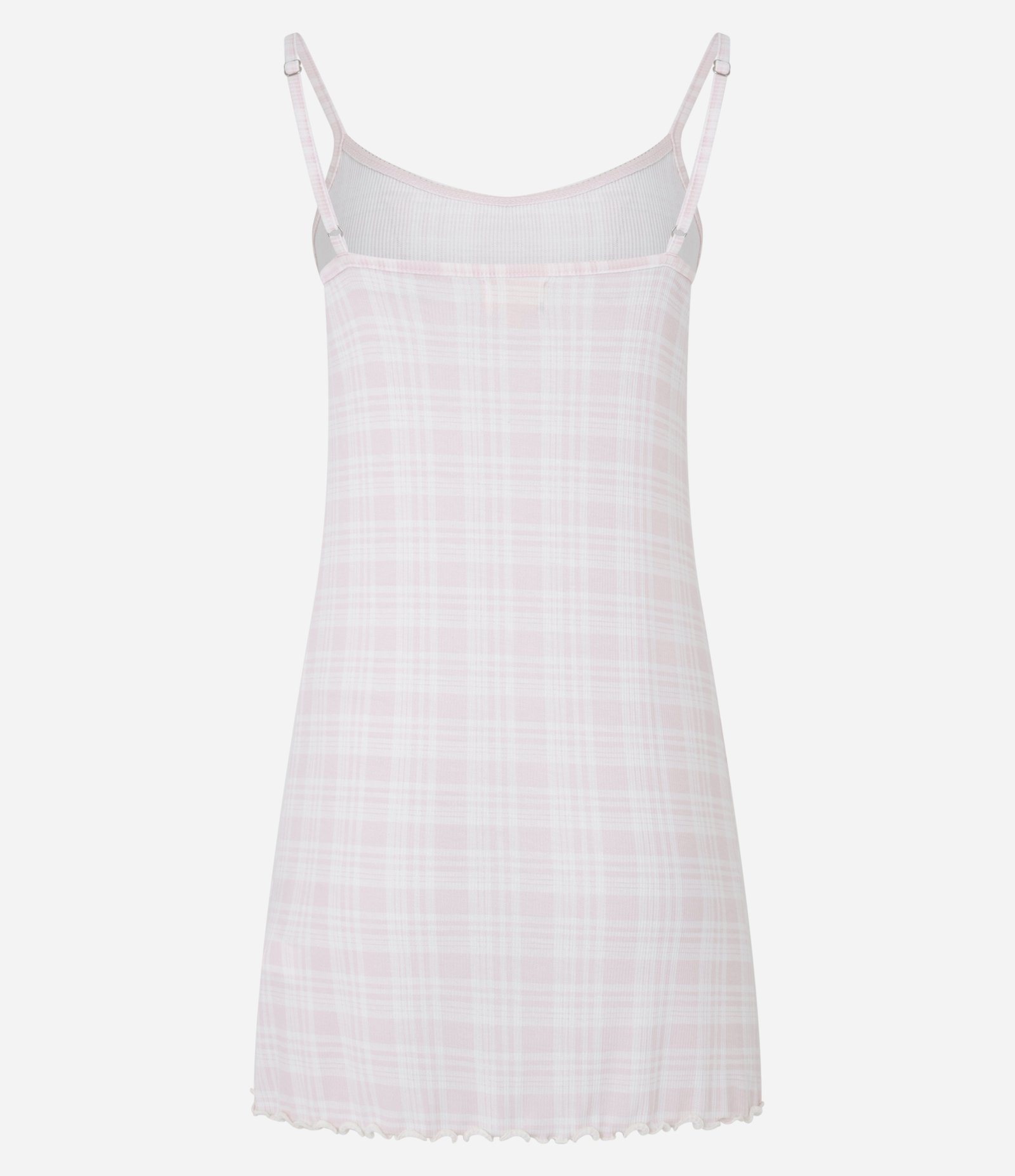 Camisola Curta em Ribana com Estampa Xadrez Rosa 6