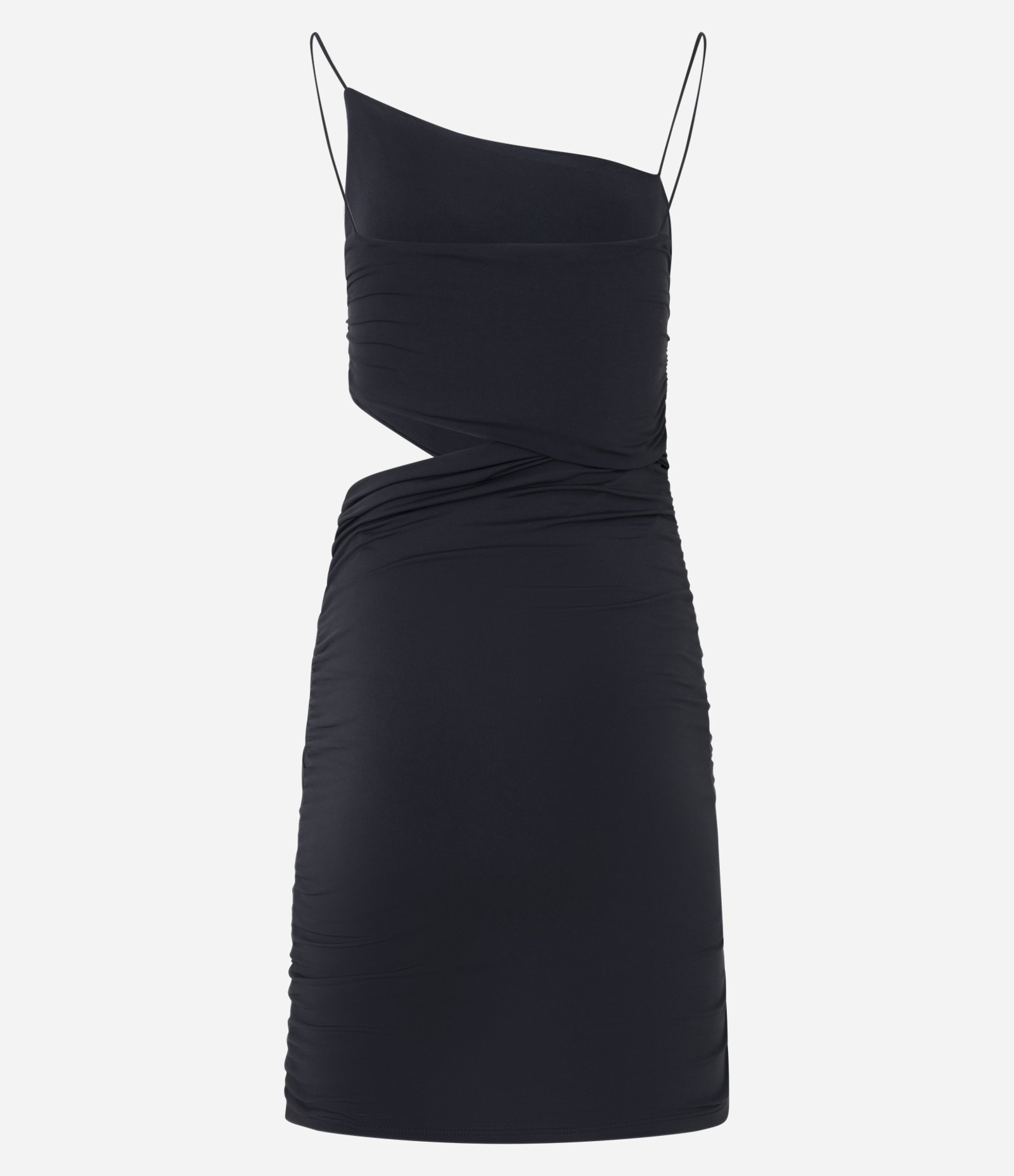 Vestido Curto em Jersey com Recorte Vazado na Lateral e Franzidinho Preto 2