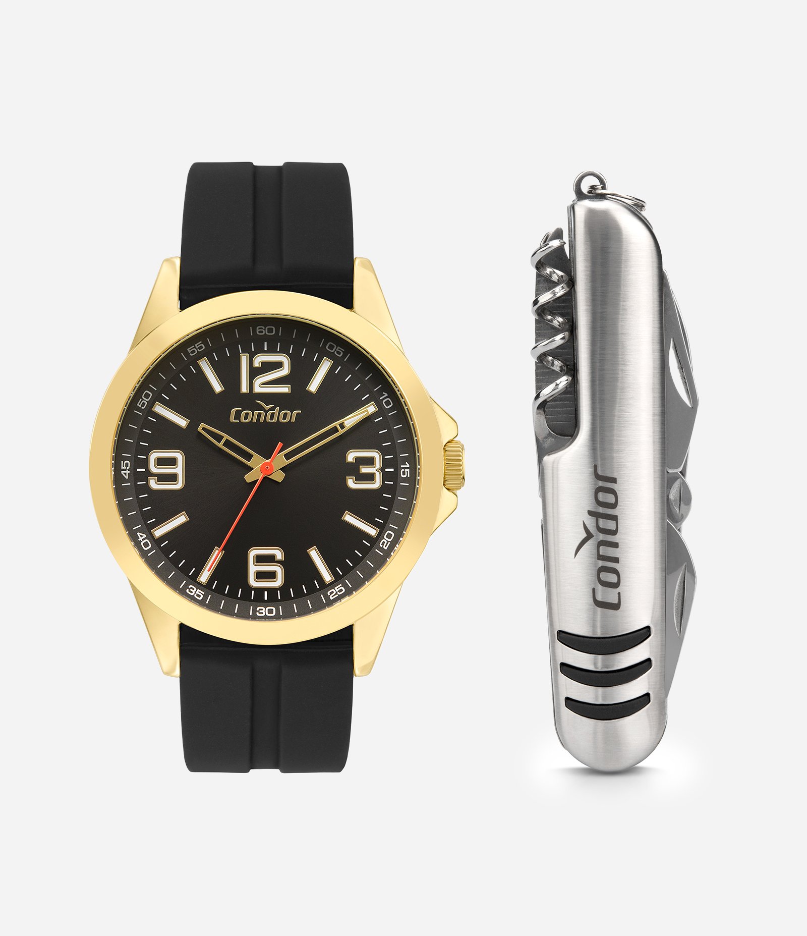Kit Relógio Condor Masculino Analógico Preto 3
