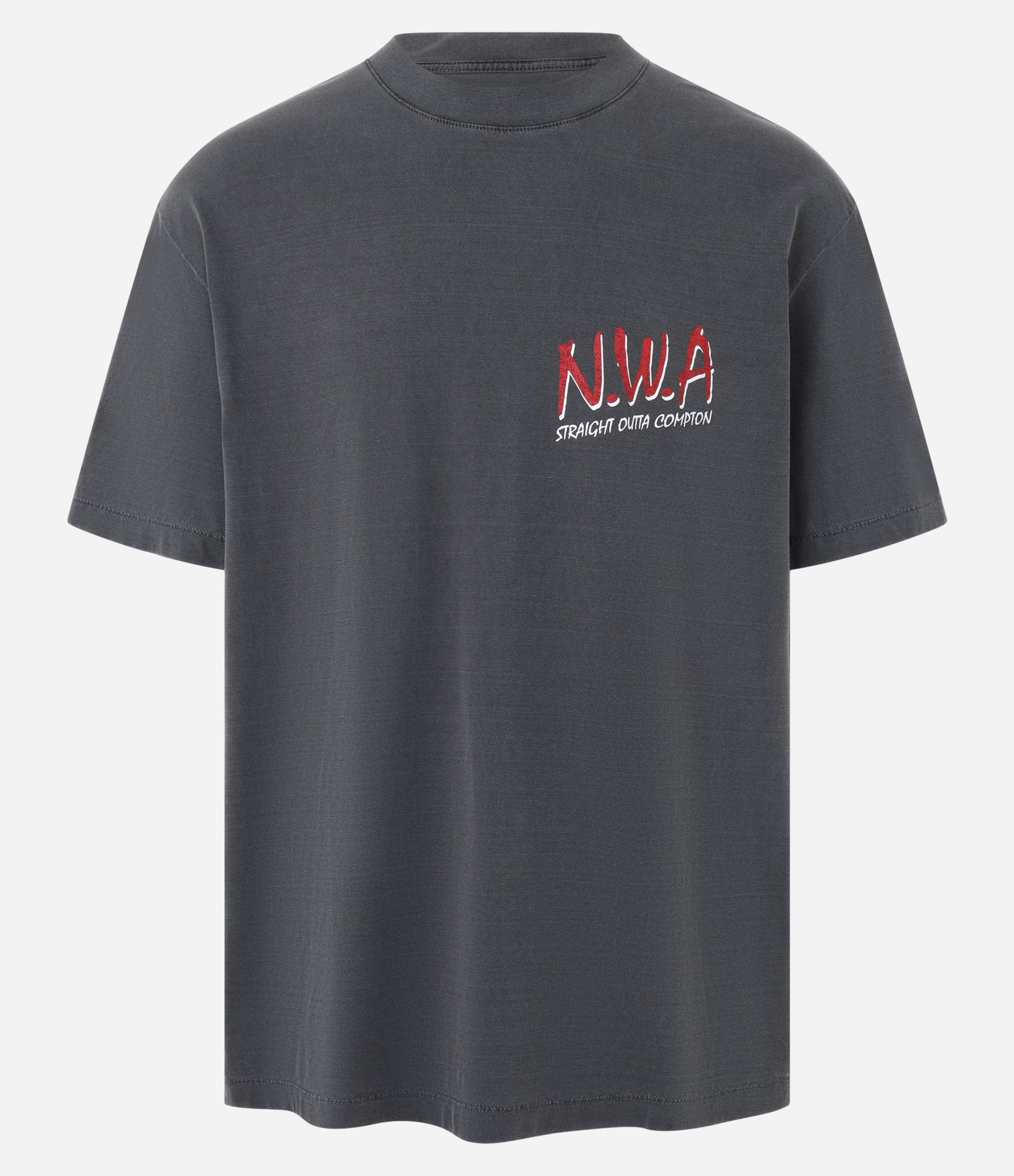 Camiseta Relaxed em Algodão com Estampa Lettering N.W.A Cinza 7