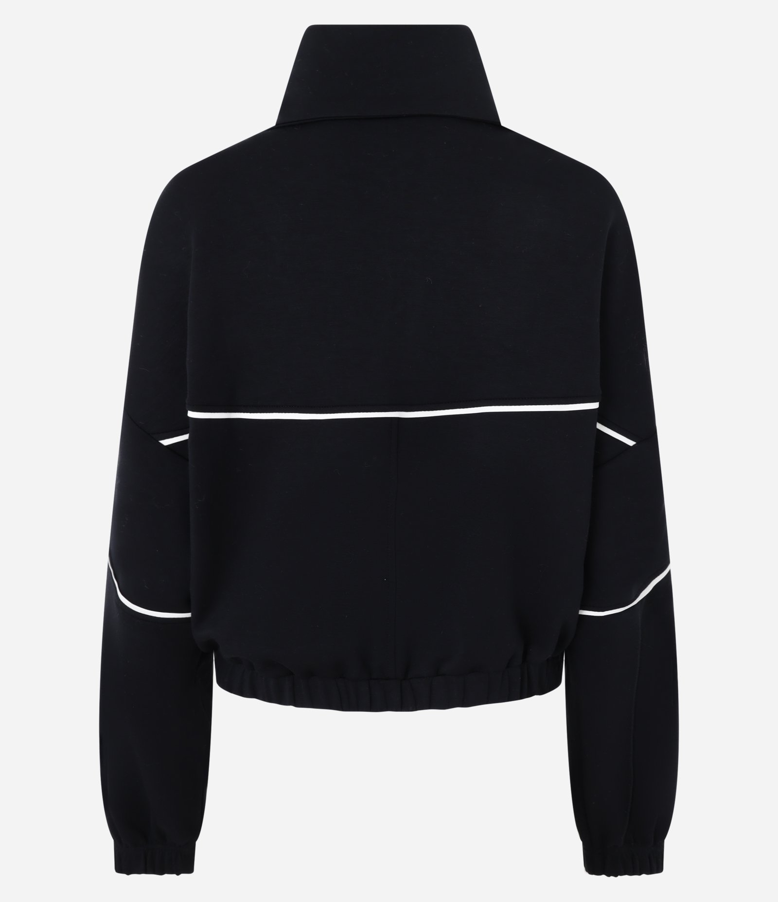 Casaco em Viscose com Zíper e Viés Contrastante Preto 9