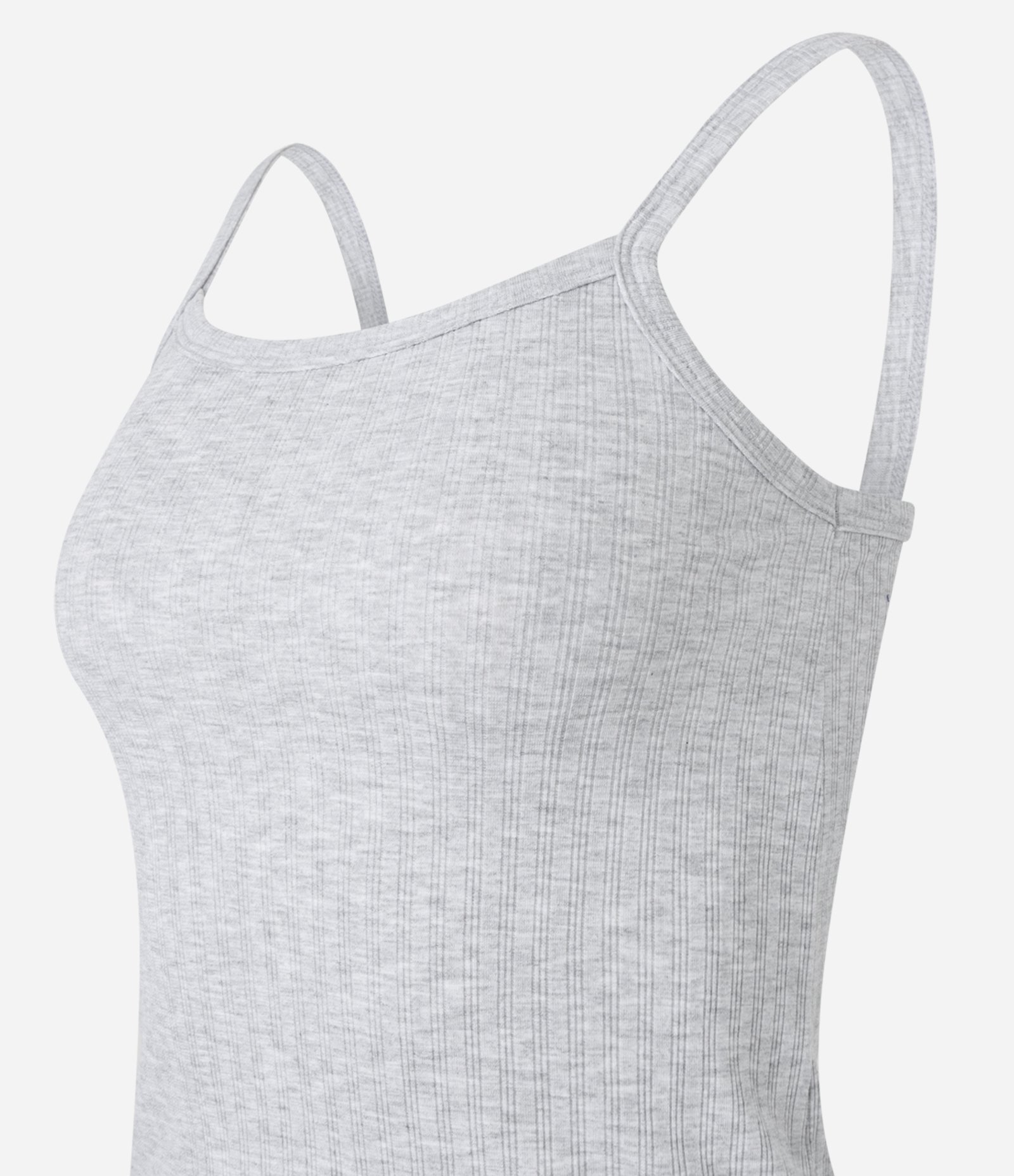 Pijama Longo em Ribana com Blusa Alcinha e Textura Canelada Cinza 6