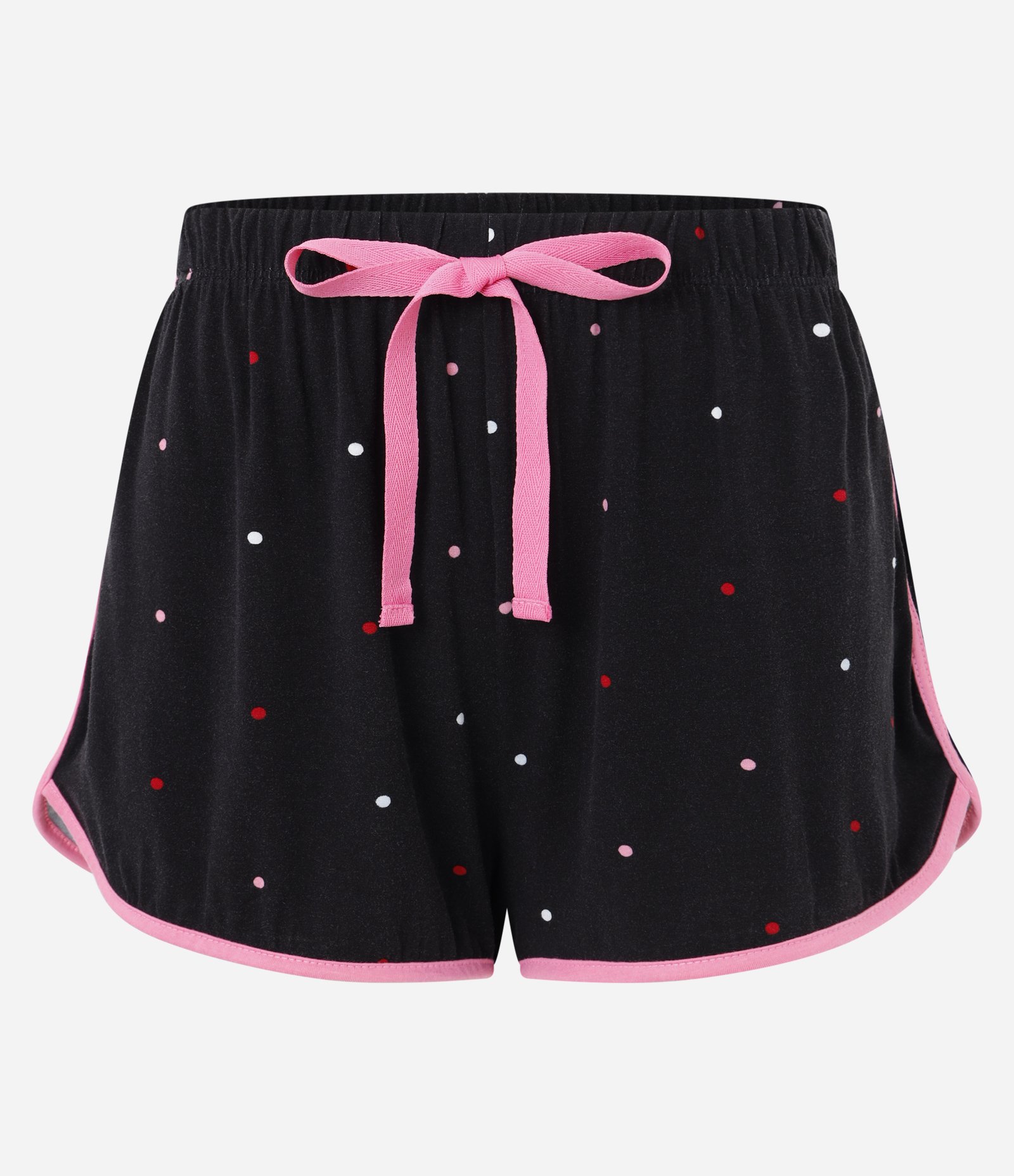 Short de Pijama em Viscose com Viés Colorido e Estampa de Poá Preto 5