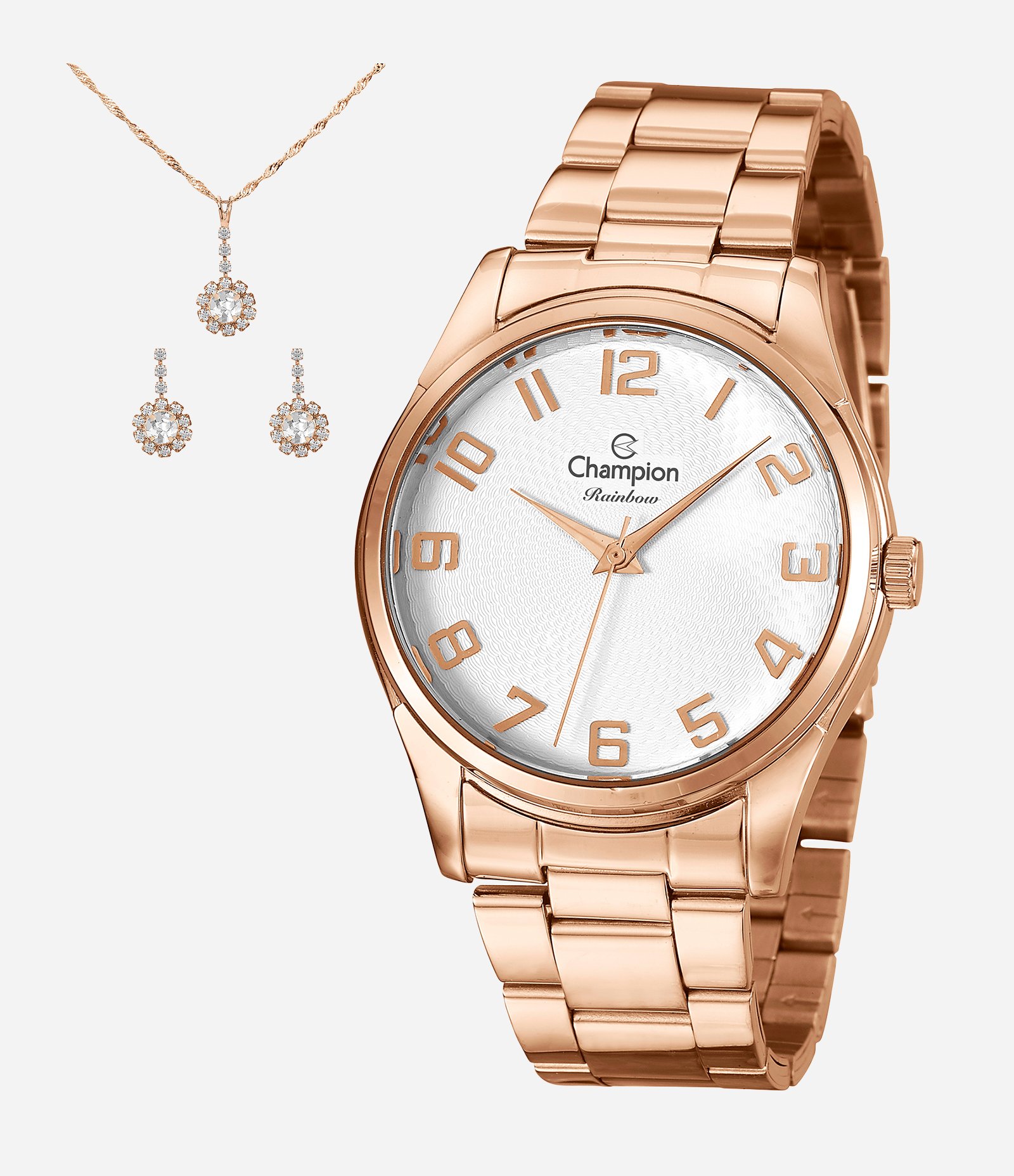 Kit Relógio Feminino Analógico Champion com Pulseira e Caixa em Metal Rose 3