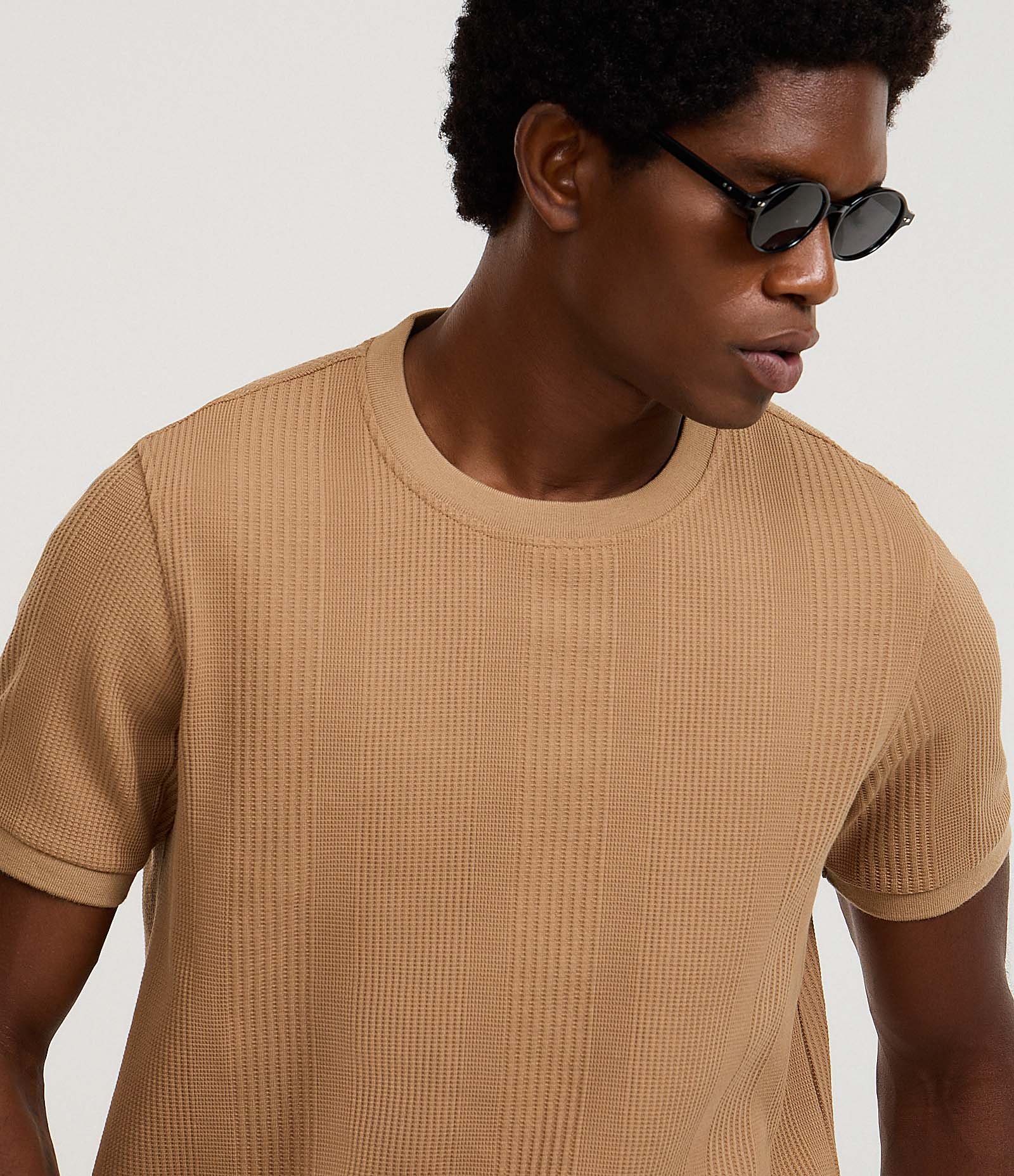 Camiseta Regular em Algodão com Textura Vertical 4