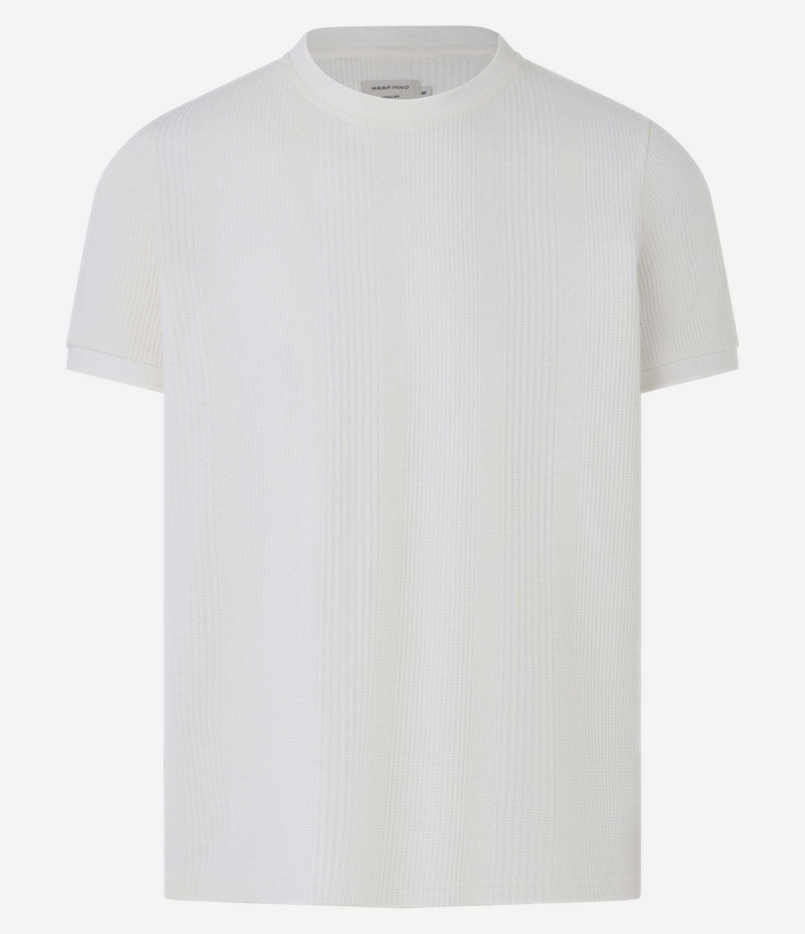 Camiseta Regular em Algodão com Textura Vertical Branco 5